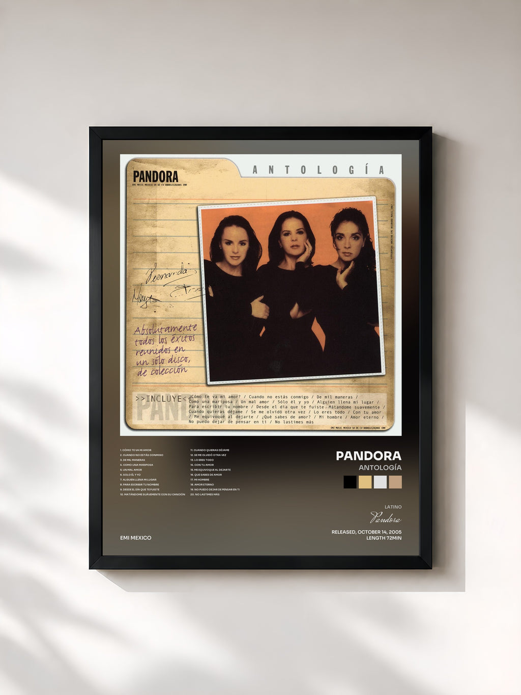 #noir Tableau de l'album Antología de Pandora, cadre noir, imprimé et encadré en France