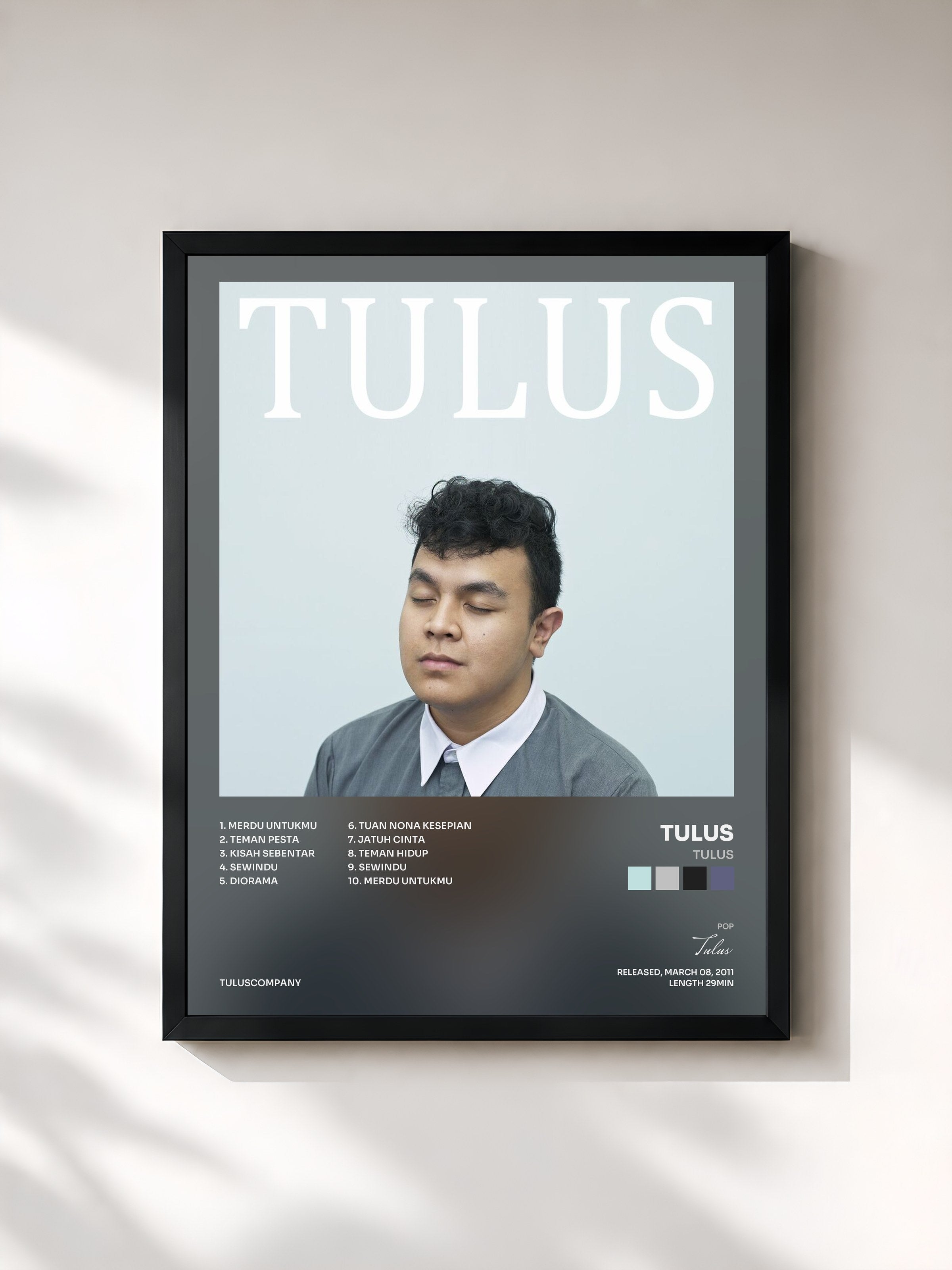 #noir Tableau de l'album Tulus de Tulus, cadre noir, imprimé et encadré en France