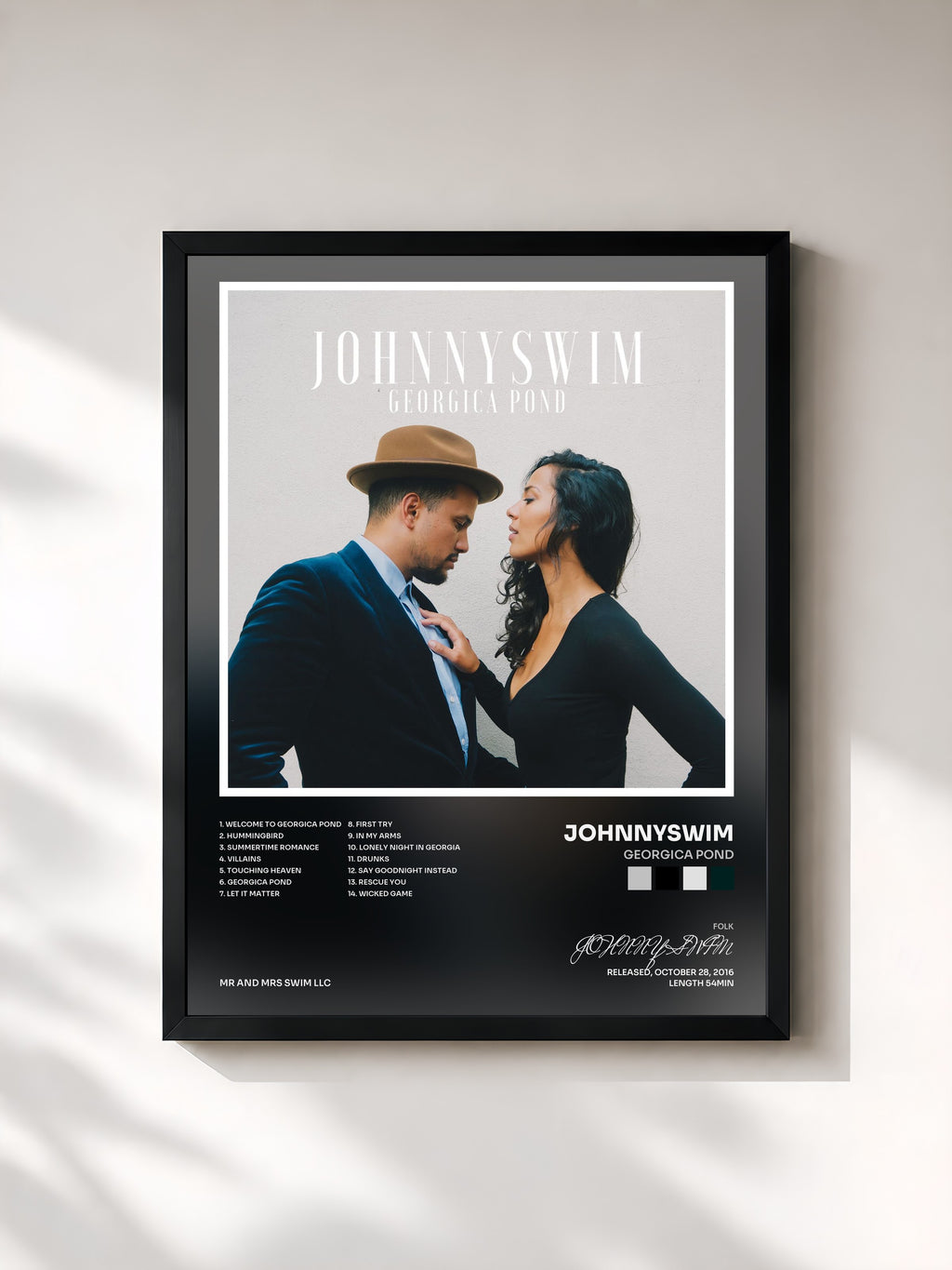#noir Tableau de l'album Georgica Pond de JOHNNYSWIM, cadre noir, imprimé et encadré en France