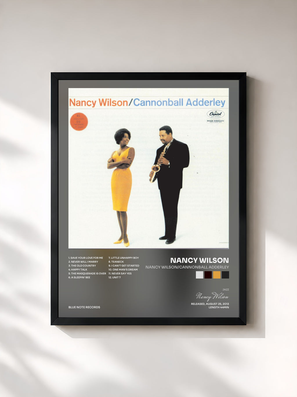 #noir Tableau de l'album Nancy Wilson/Cannonball Adderley de Nancy Wilson, cadre noir, imprimé et encadré en France