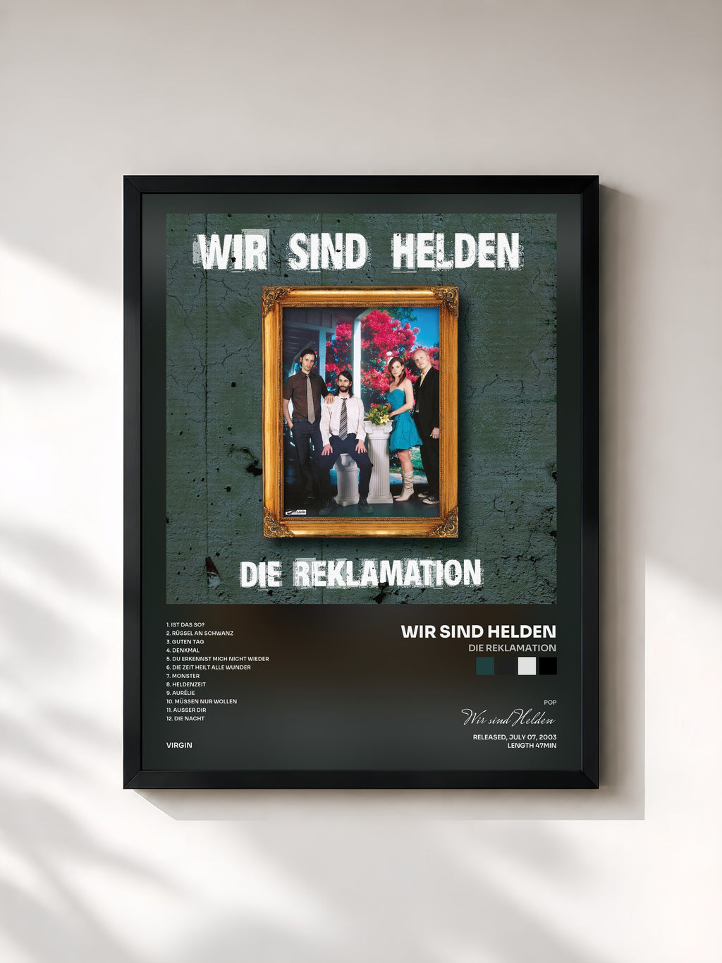 #noir Tableau de l'album Die Reklamation de Wir sind Helden, cadre noir, imprimé et encadré en France