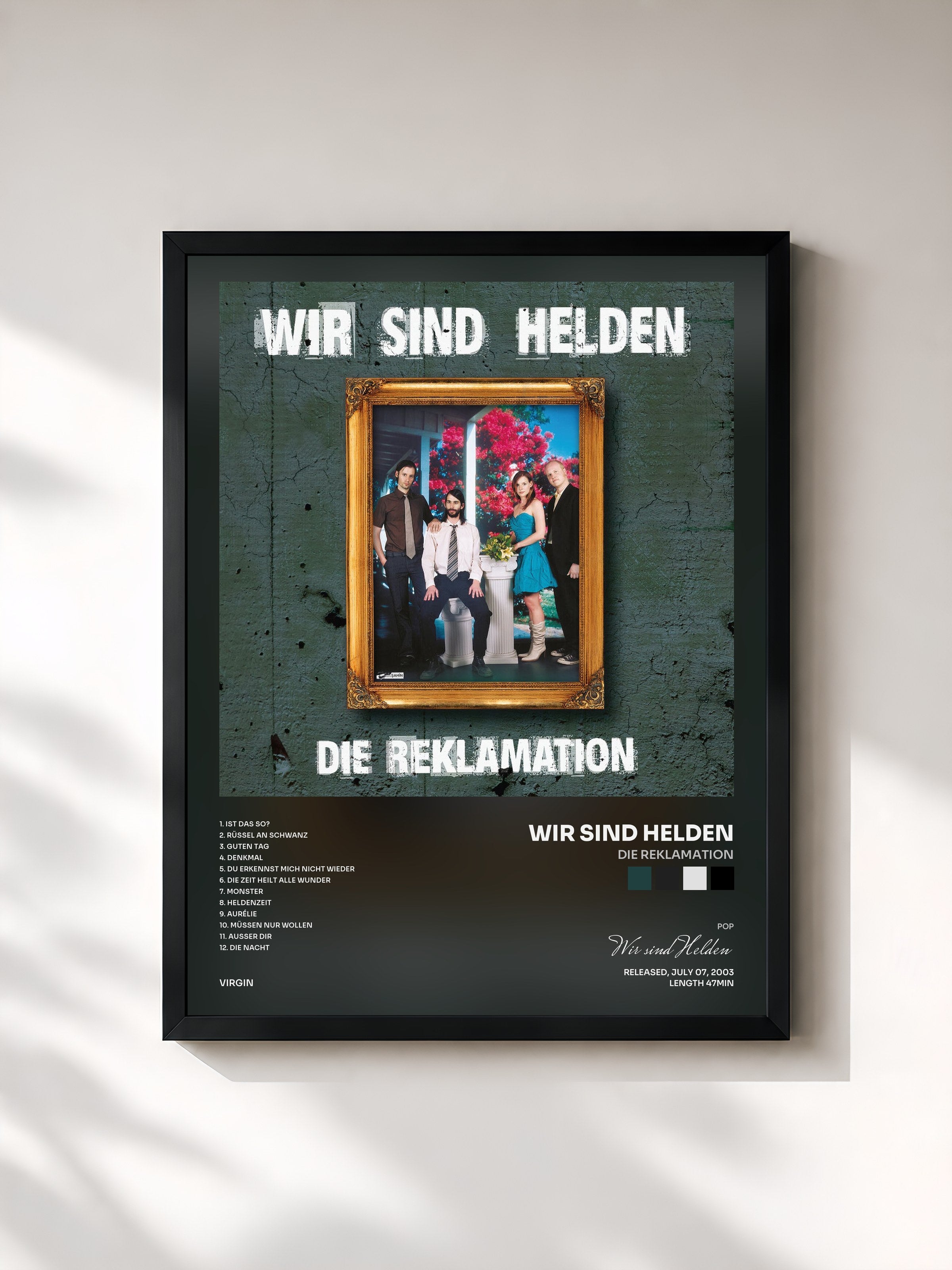 #noir Tableau de l'album Die Reklamation de Wir sind Helden, cadre noir, imprimé et encadré en France