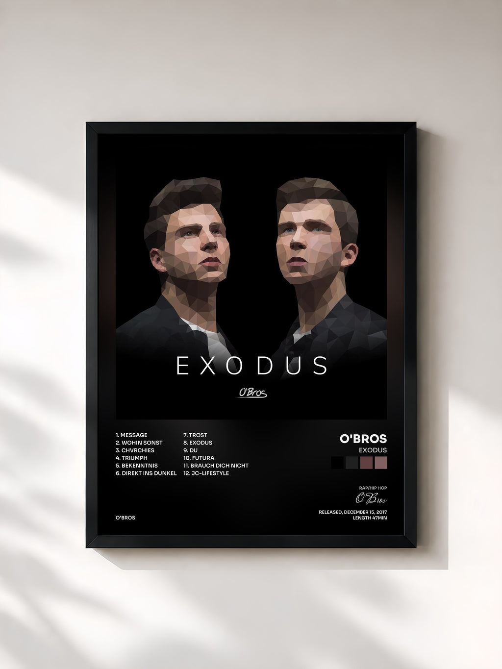 #noir Tableau de l'album Exodus de O'Bros, cadre noir, imprimé et encadré en France