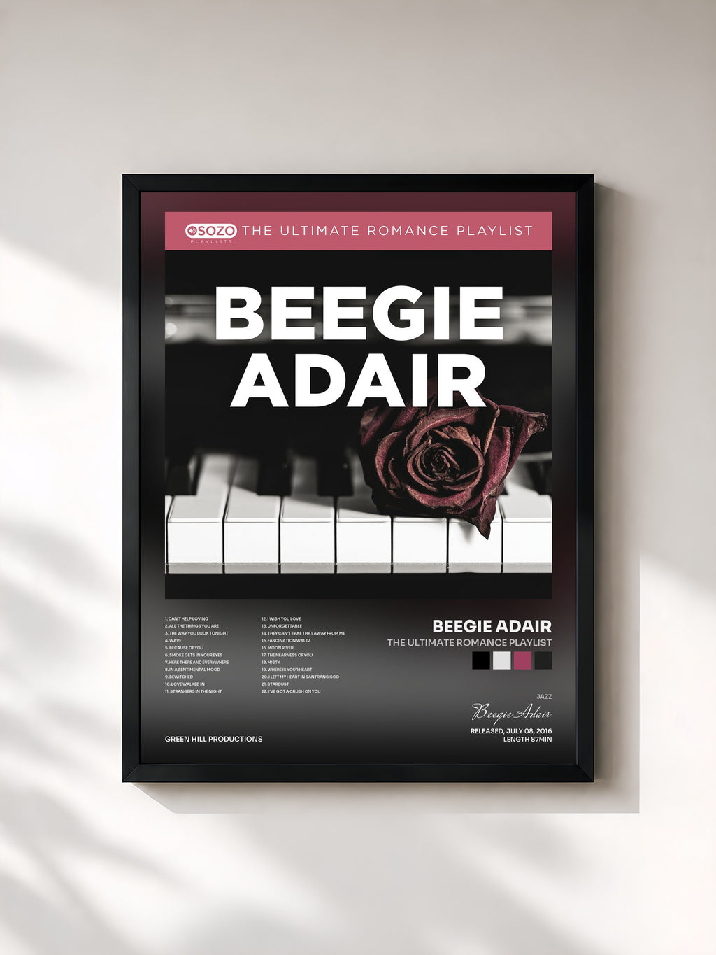 #noir Tableau de l'album The Ultimate Romance Playlist de Beegie Adair, cadre noir, imprimé et encadré en France