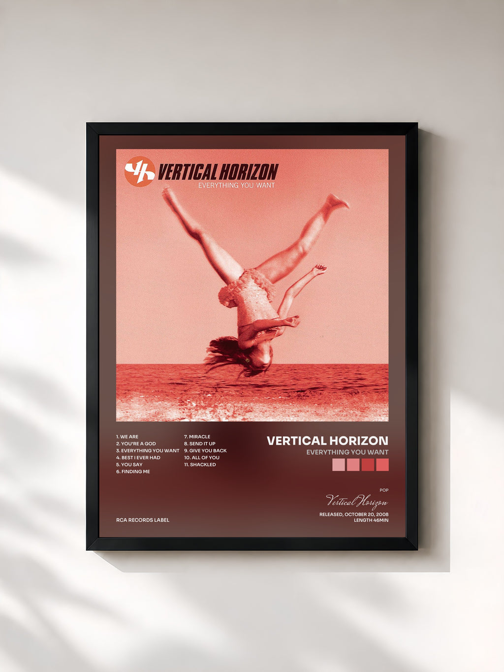 #noir Tableau de l'album Everything You Want de Vertical Horizon, cadre noir, imprimé et encadré en France