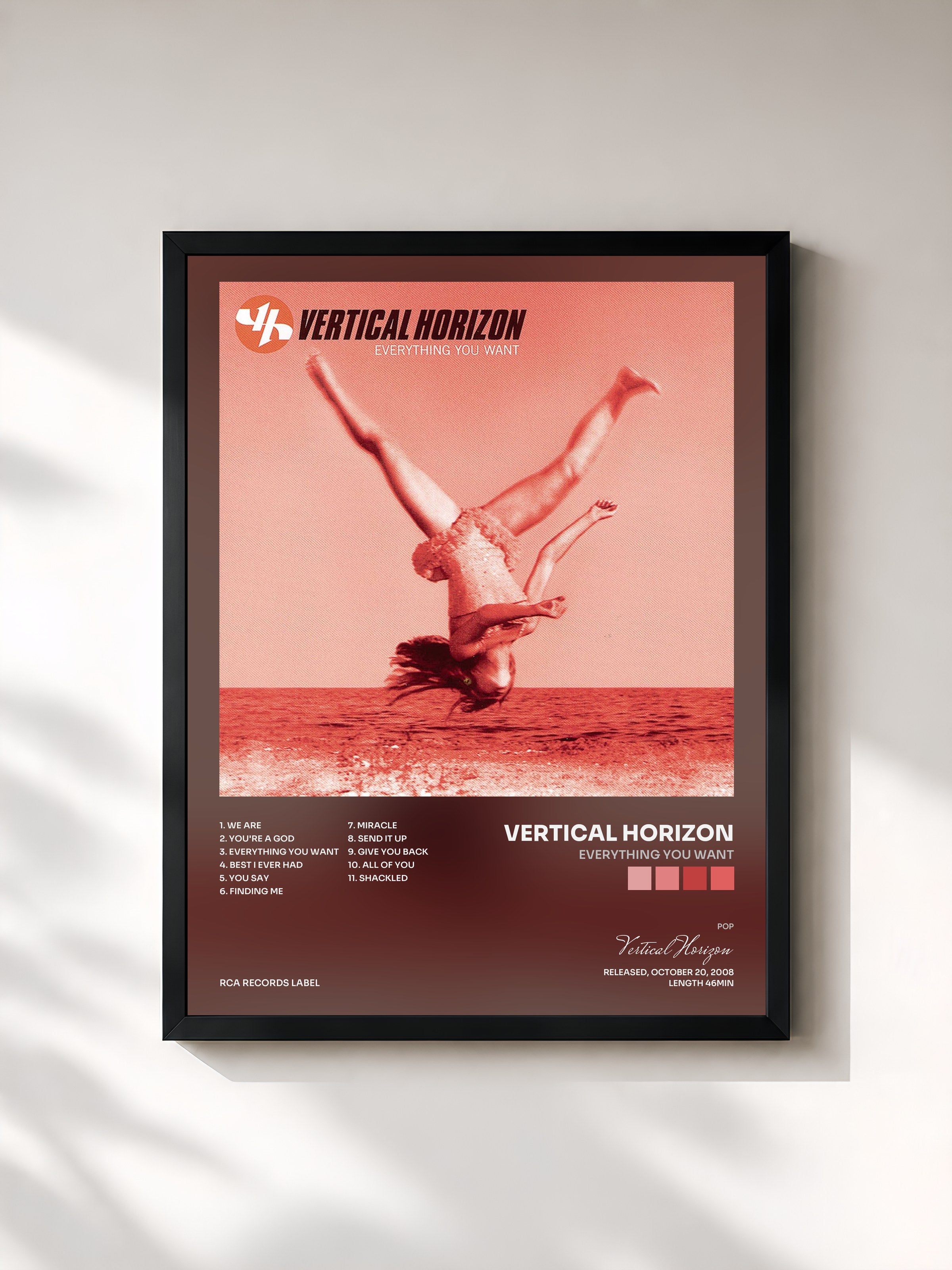 #noir Tableau de l'album Everything You Want de Vertical Horizon, cadre noir, imprimé et encadré en France