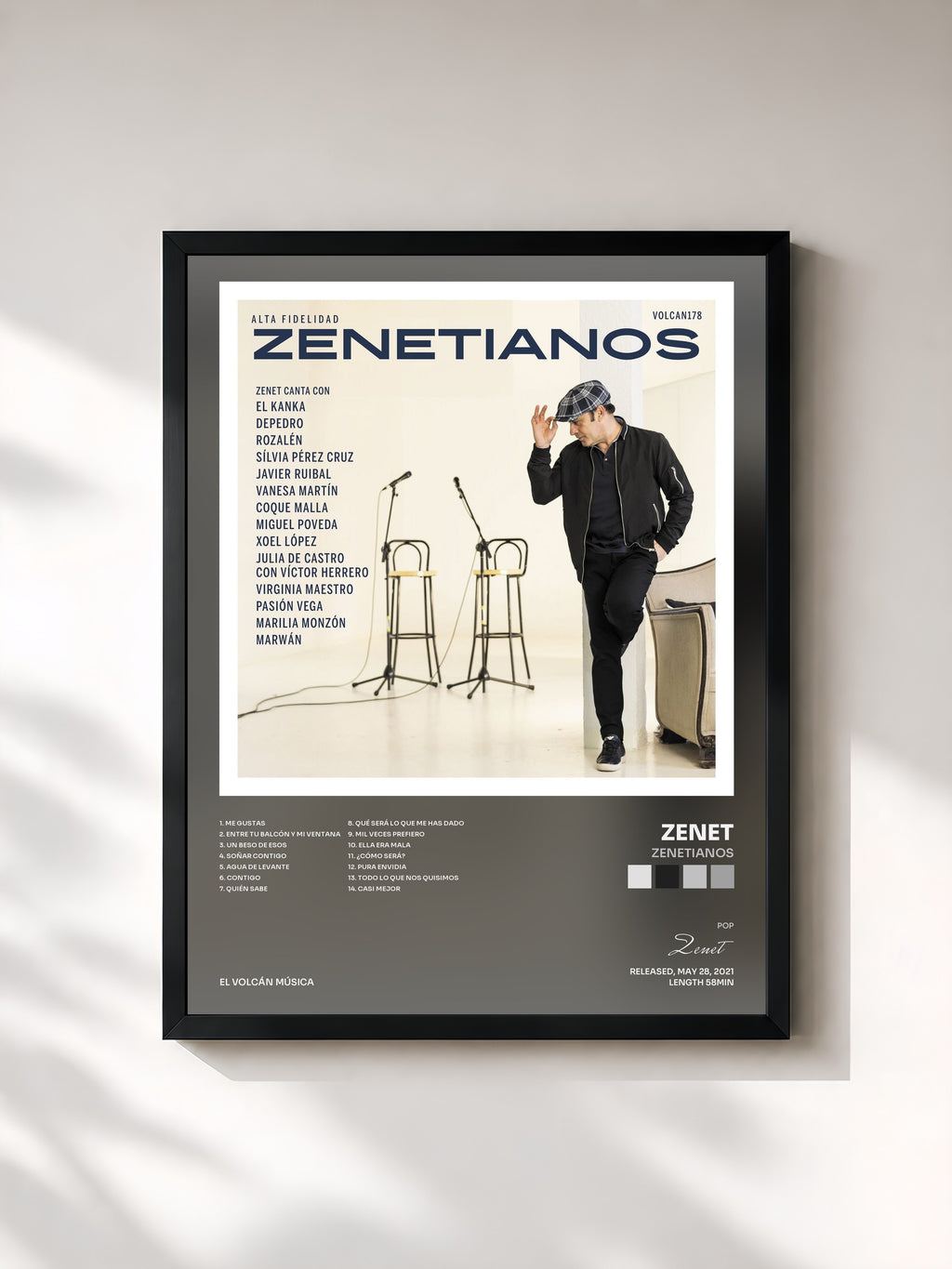 #noir Tableau de l'album Zenetianos de Zenet, cadre noir, imprimé et encadré en France