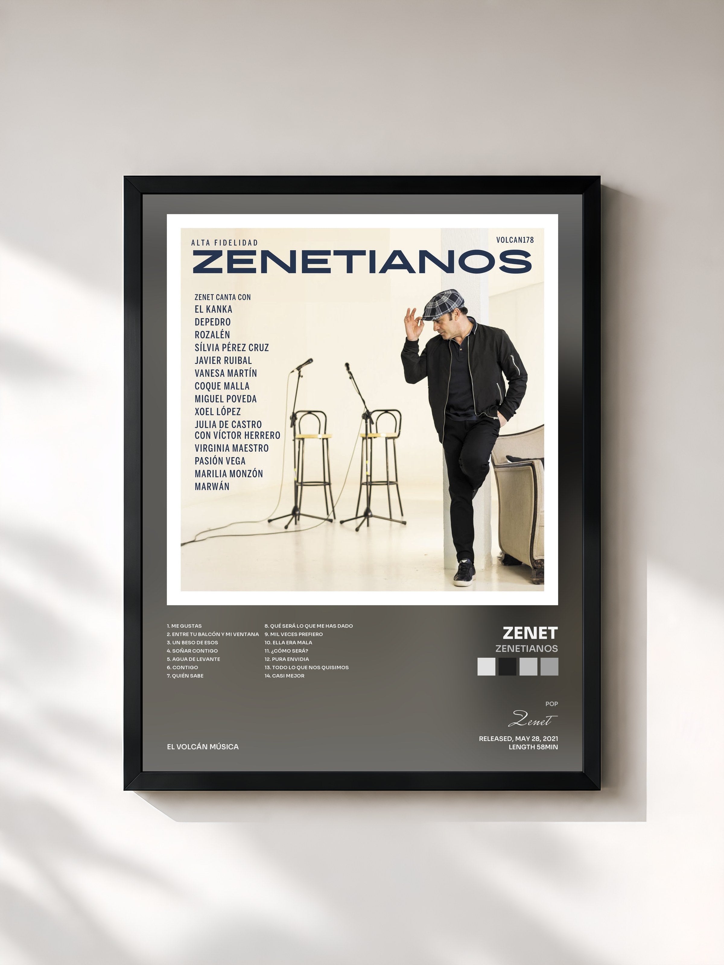 #noir Tableau de l'album Zenetianos de Zenet, cadre noir, imprimé et encadré en France