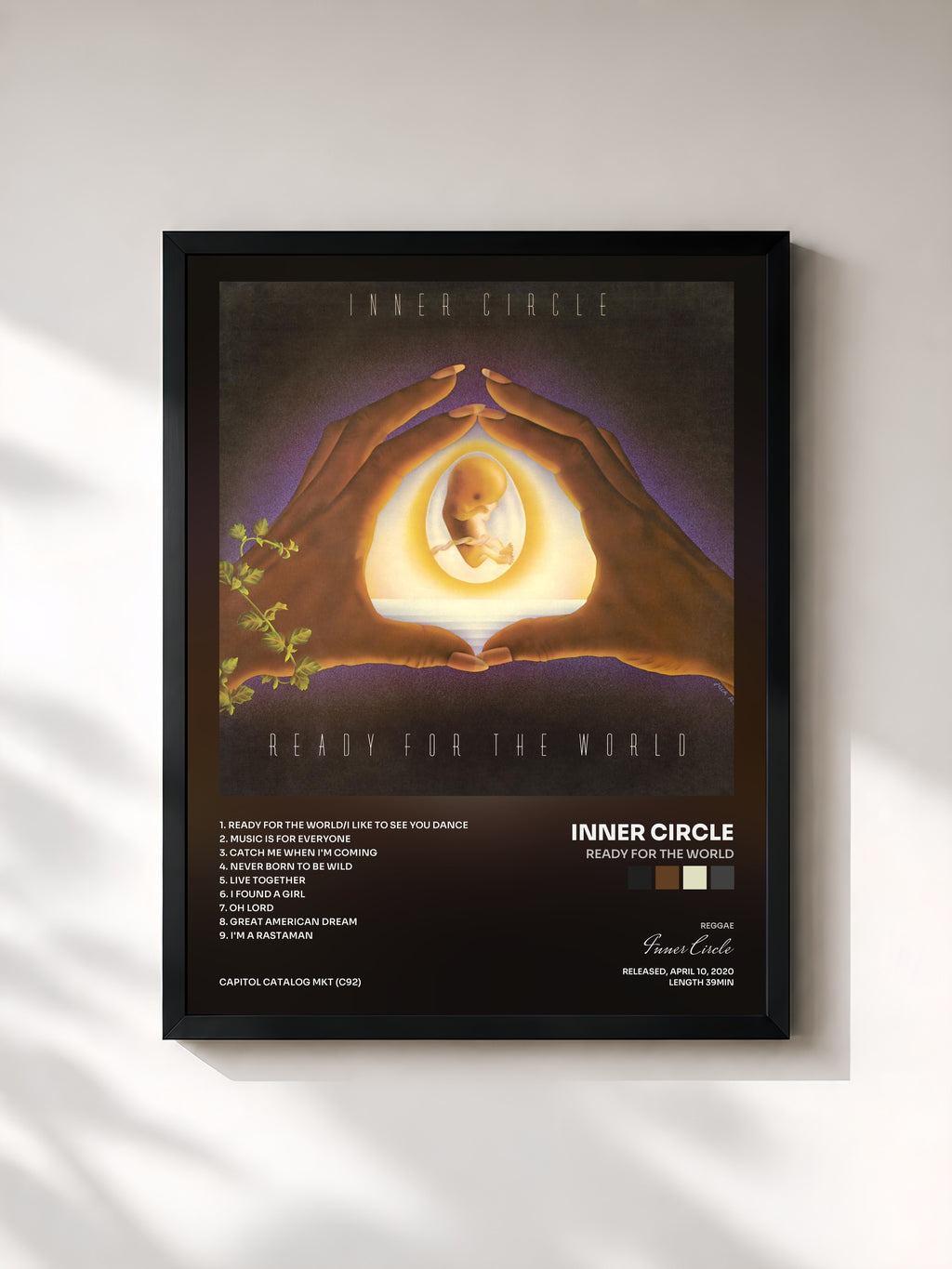 #noir Tableau de l'album Ready For The World de Inner Circle, cadre noir, imprimé et encadré en France