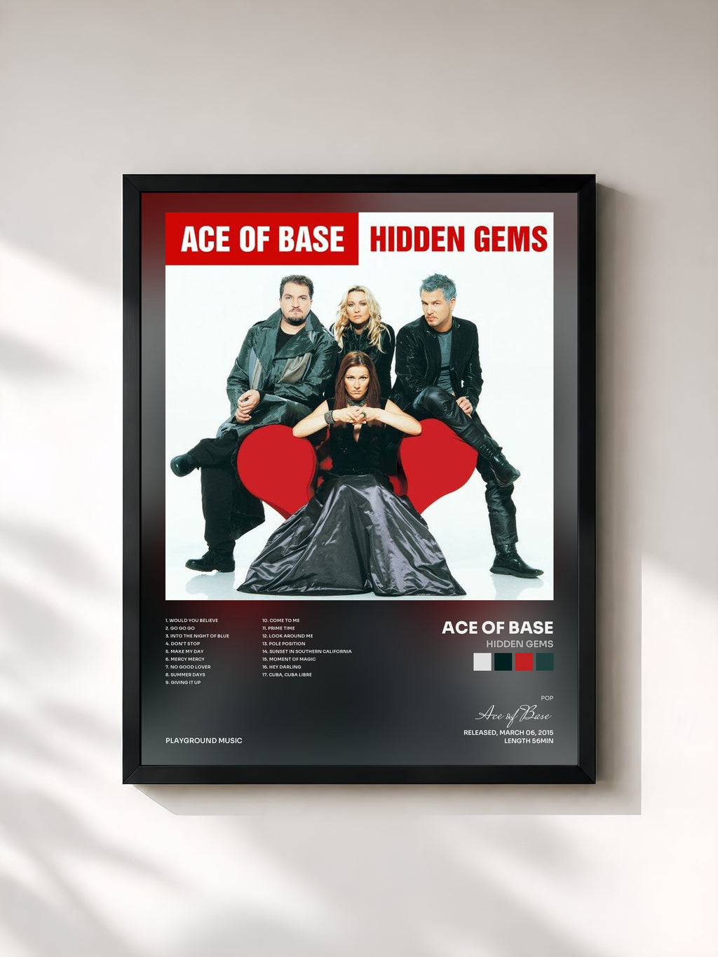 #noir Tableau de l'album Hidden Gems de Ace of Base, cadre noir, imprimé et encadré en France