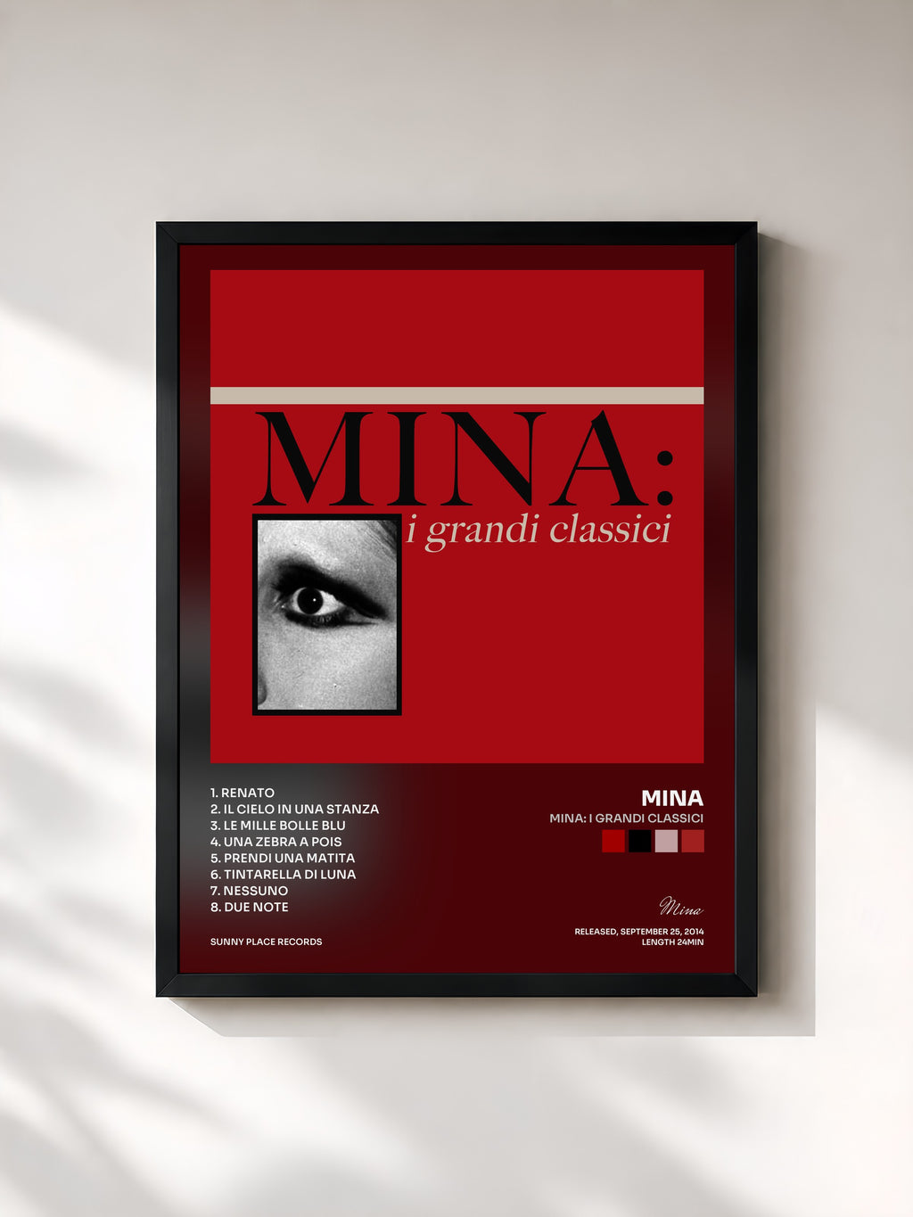 #noir Tableau de l'album Mina: i grandi classici de Mina, cadre noir, imprimé et encadré en France
