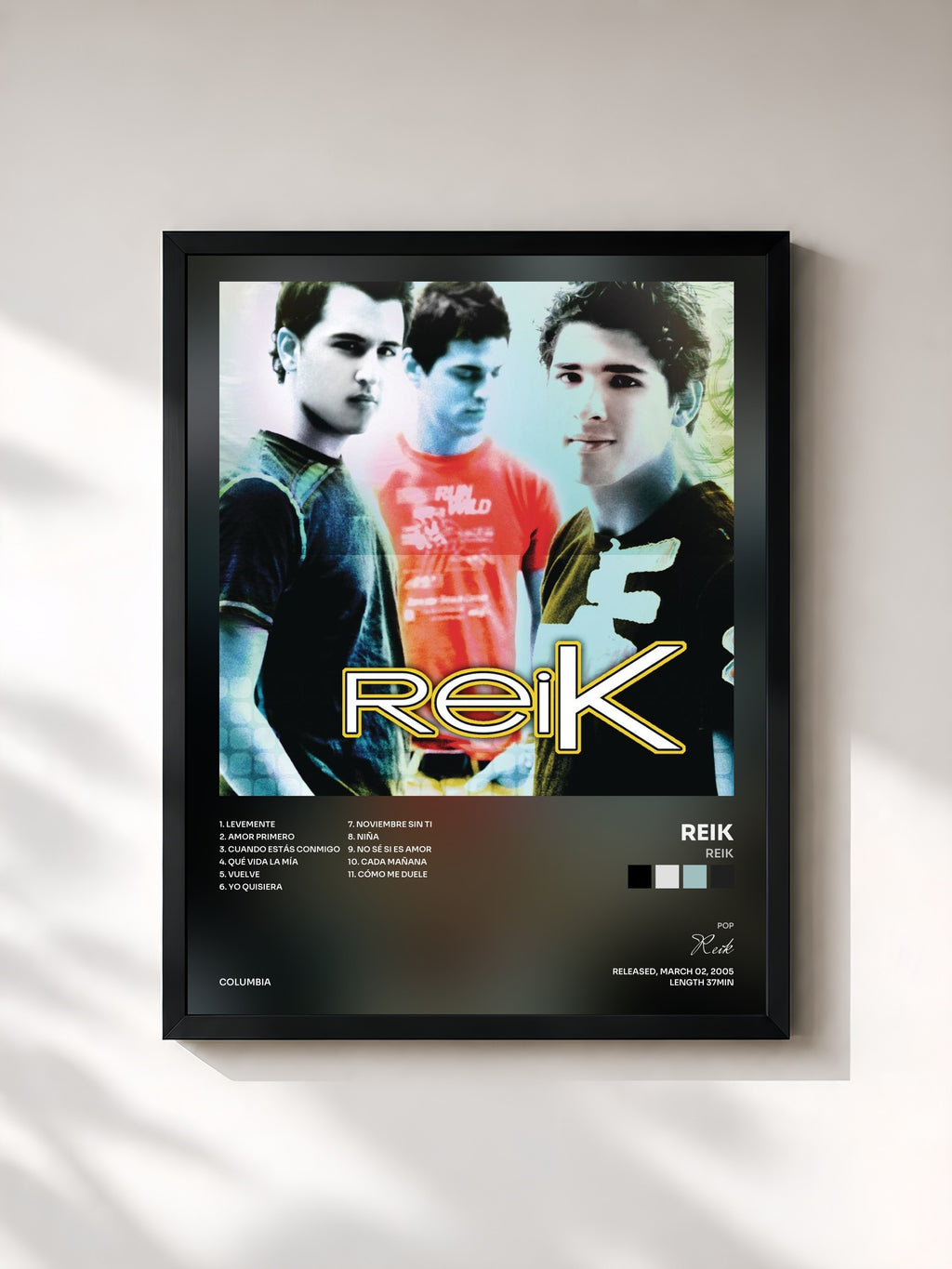 #noir Tableau de l'album Reik de Reik, cadre noir, imprimé et encadré en France