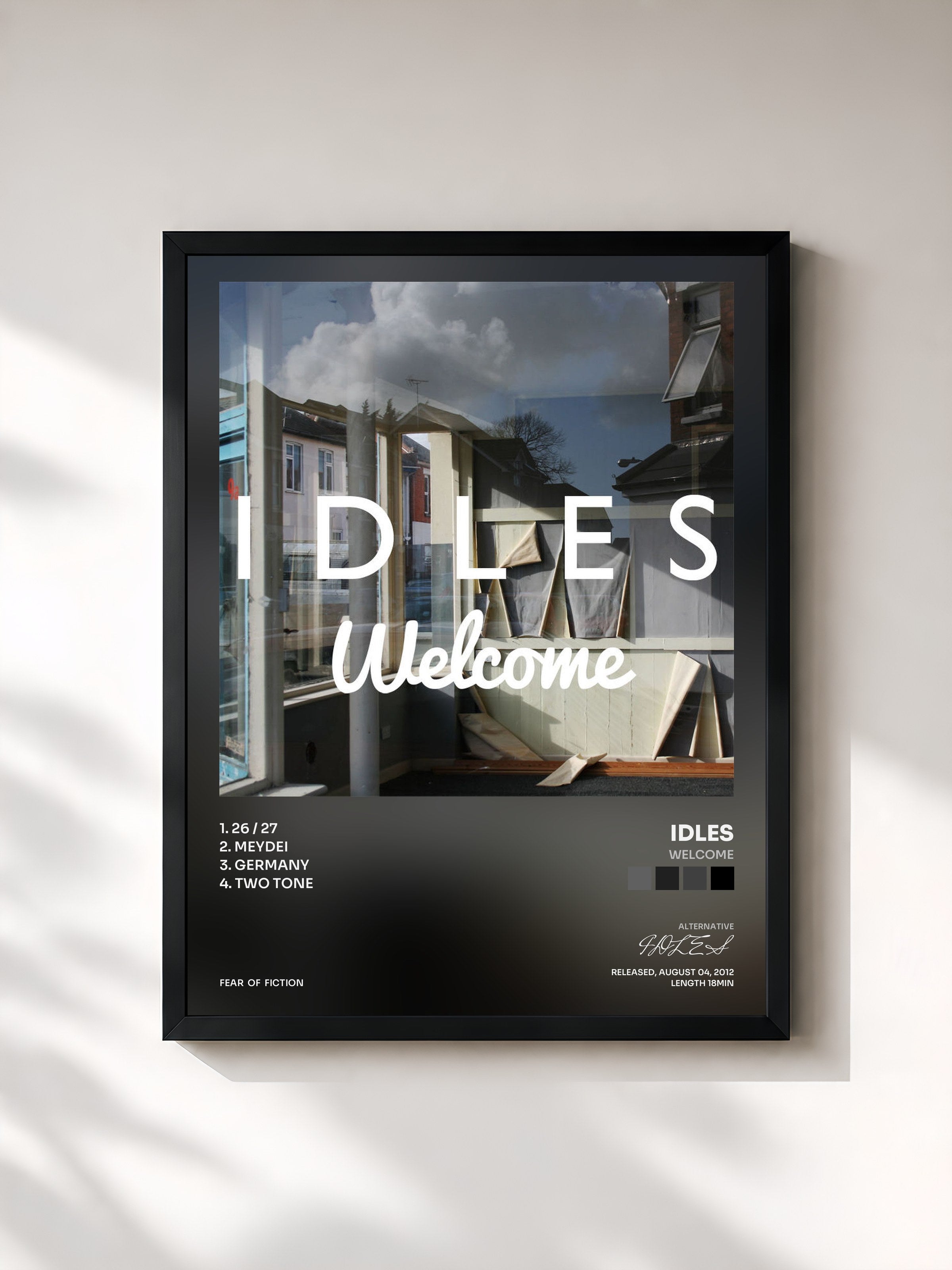 #noir Tableau de l'album Welcome de IDLES, cadre noir, imprimé et encadré en France