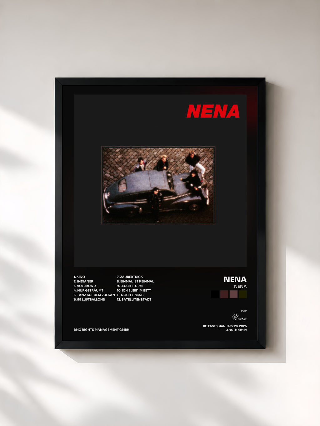 #noir Tableau de l'album Nena de Nena, cadre noir, imprimé et encadré en France