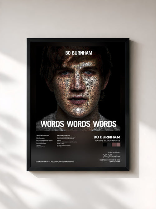 Bo Burnham · Words Words Words — Affiche encadrée