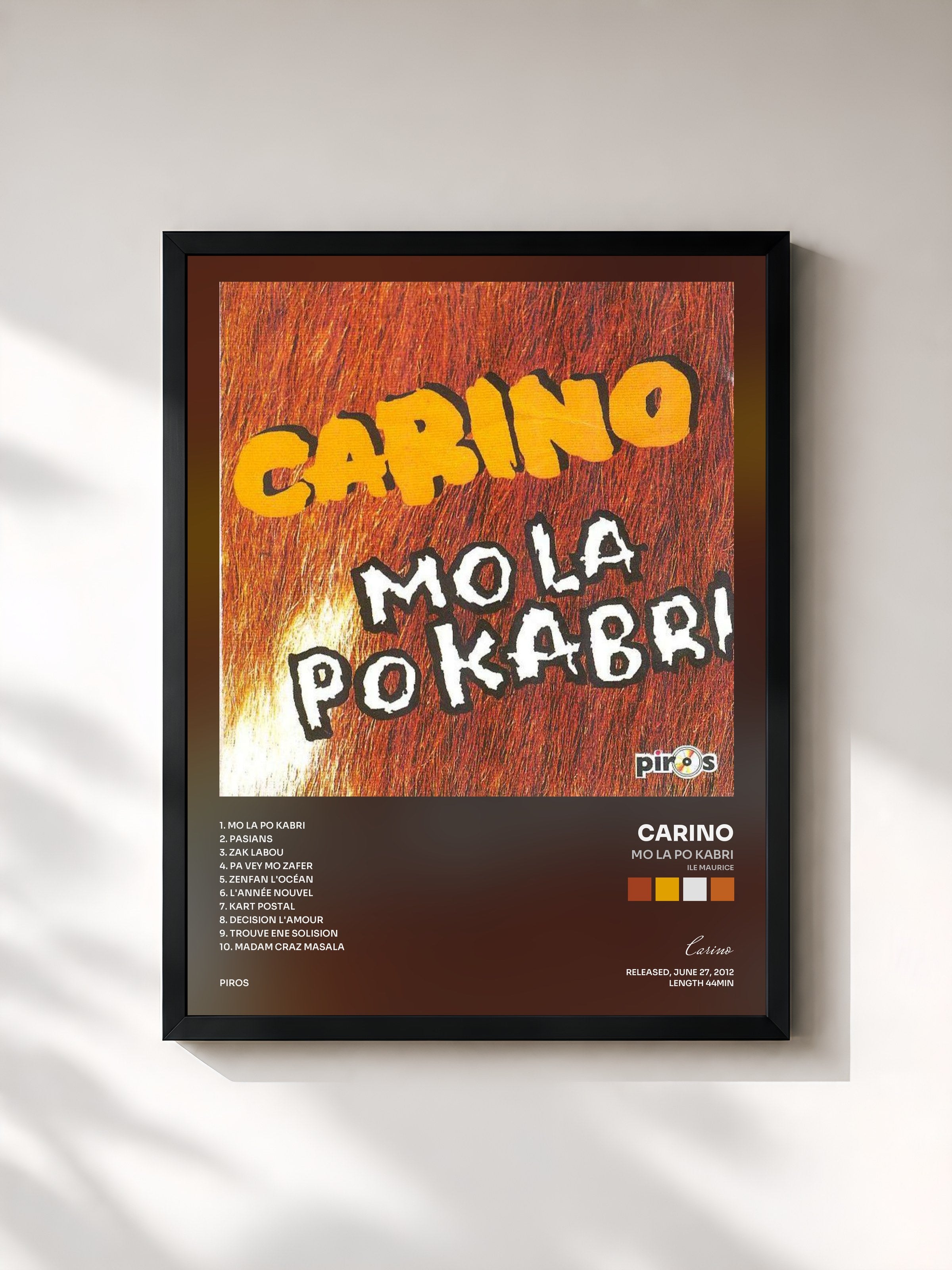 #noir Tableau de l'album Mo la po kabri (Ile Maurice) de Carino, cadre noir, imprimé et encadré en France