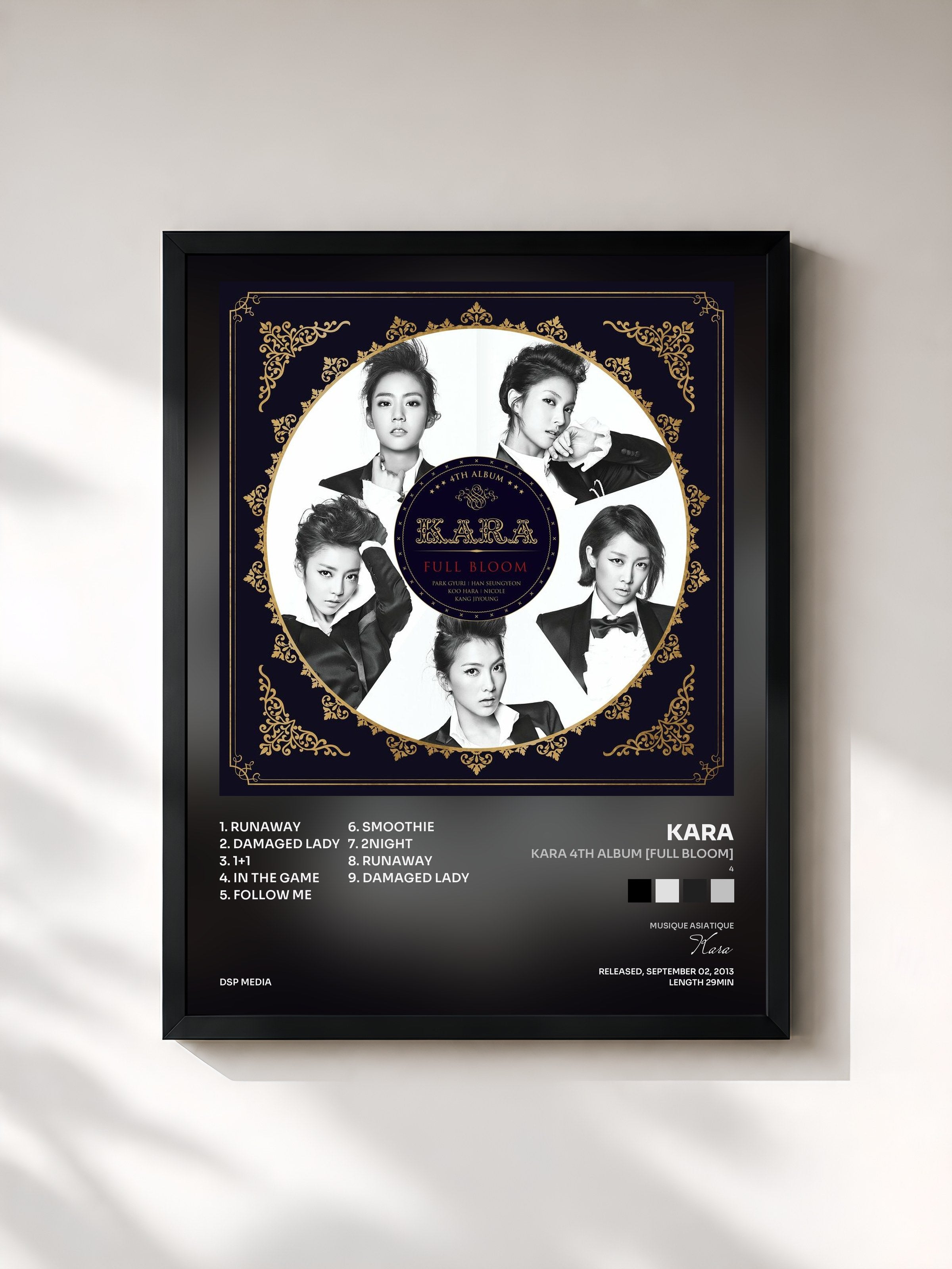 #noir Tableau de l'album KARA 4th Album [Full Bloom] (4) de Kara, cadre noir, imprimé et encadré en France