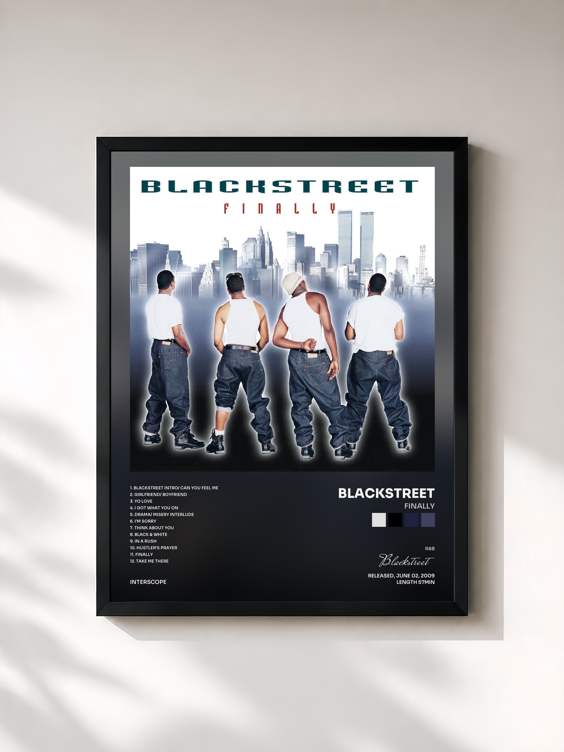 #noir Tableau de l'album Finally de Blackstreet, cadre noir, imprimé et encadré en France