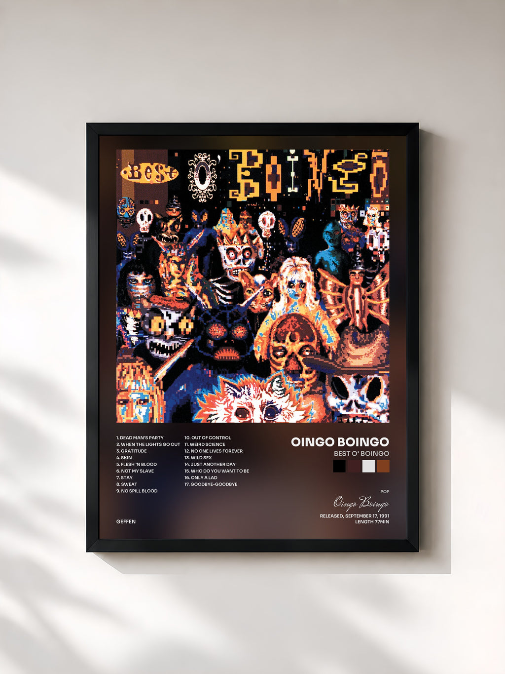 #noir Tableau de l'album Best O' Boingo de Oingo Boingo, cadre noir, imprimé et encadré en France