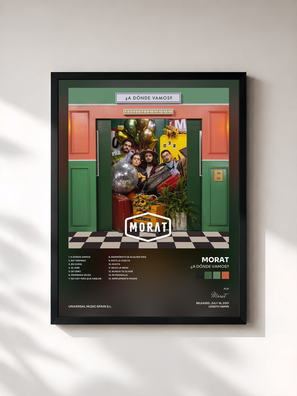 #noir Tableau de l'album ¿A Dónde Vamos? de Morat, cadre noir, imprimé et encadré en France