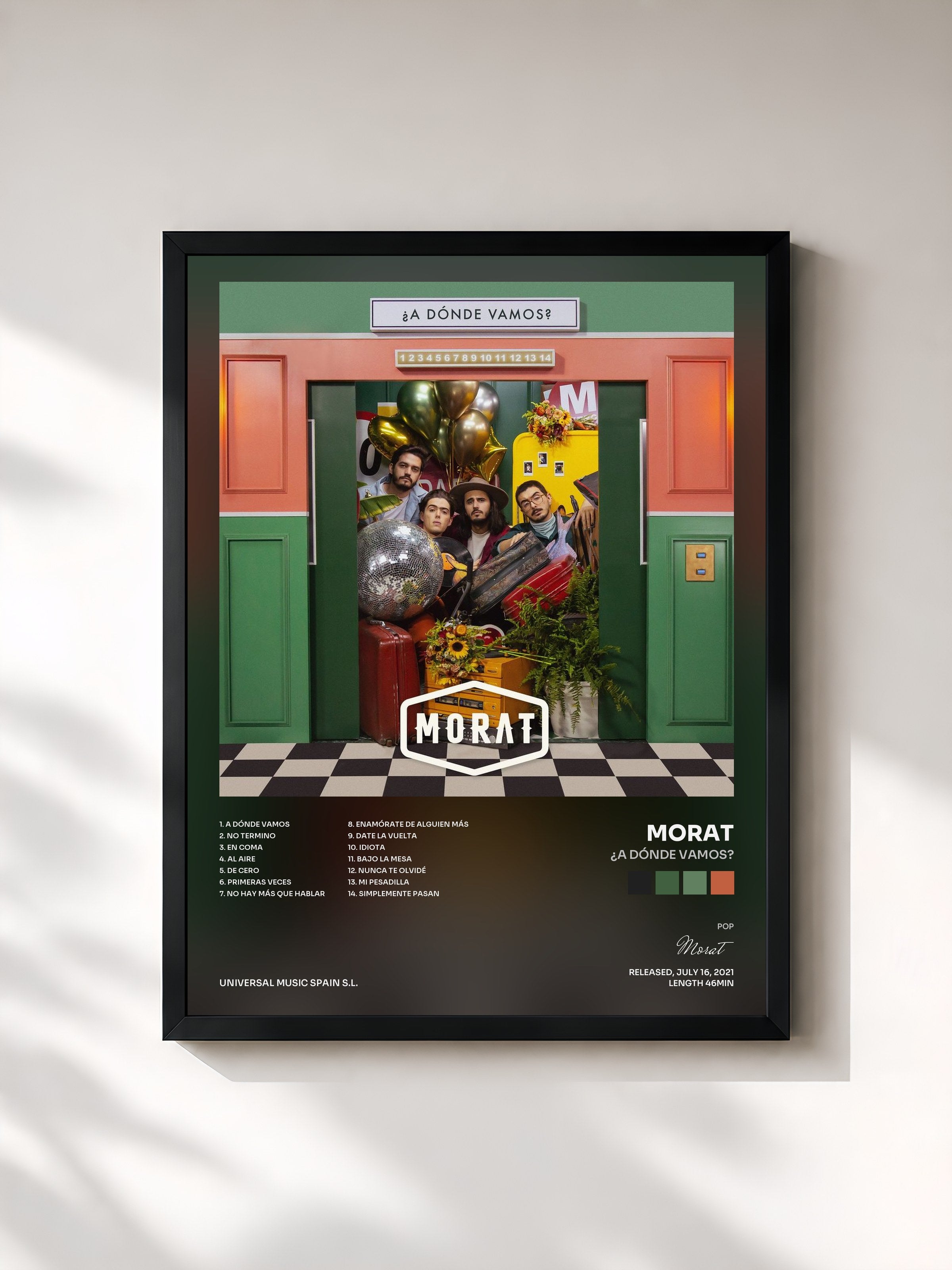 #noir Tableau de l'album ¿A Dónde Vamos? de Morat, cadre noir, imprimé et encadré en France