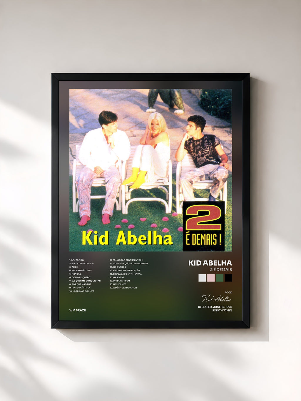 #noir Tableau de l'album 2 é Demais de Kid Abelha, cadre noir, imprimé et encadré en France