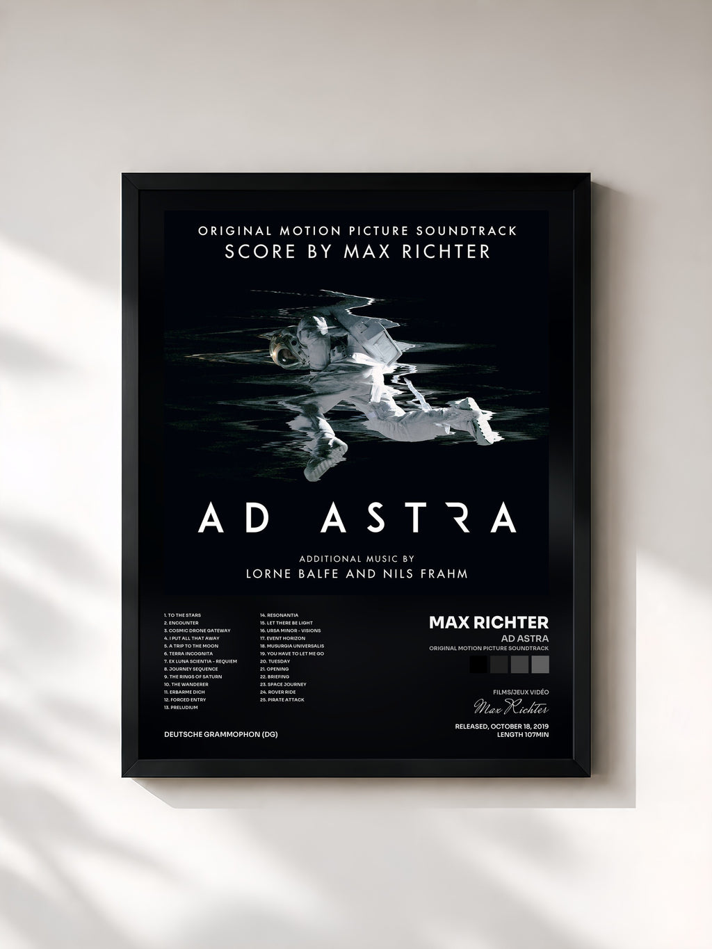 #noir Tableau de l'album Ad Astra (Original Motion Picture Soundtrack) de Max Richter, cadre noir, imprimé et encadré en France
