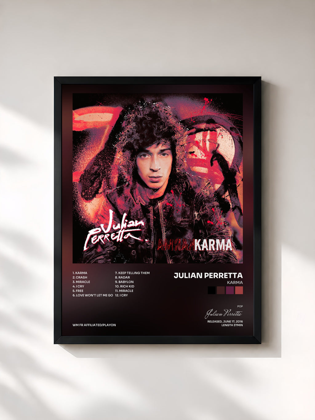 #noir Tableau de l'album Karma de Julian Perretta, cadre noir, imprimé et encadré en France