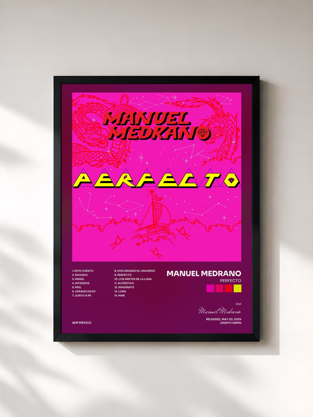 #noir Tableau de l'album PERFECTO de Manuel Medrano, cadre noir, imprimé et encadré en France
