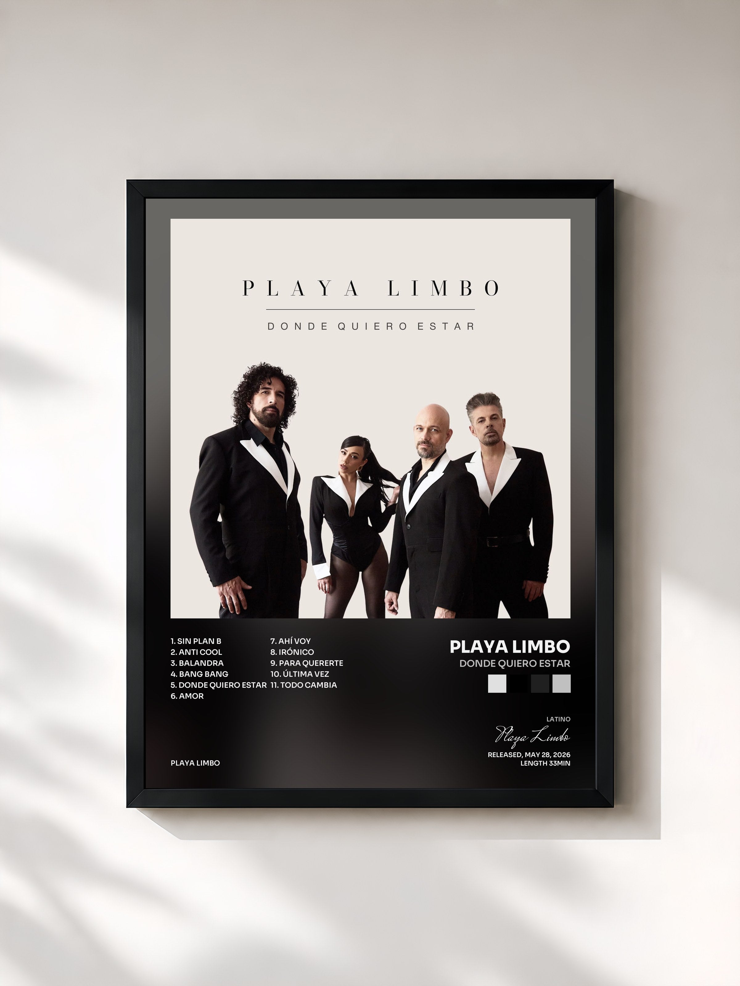 #noir Tableau de l'album Donde Quiero Estar de Playa Limbo, cadre noir, imprimé et encadré en France
