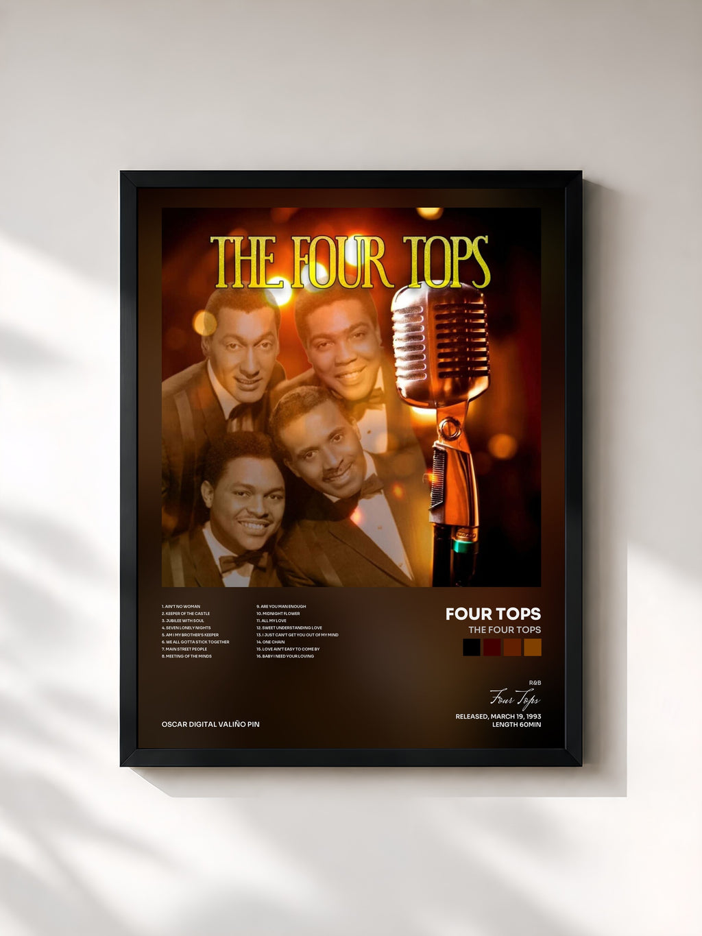 #noir Tableau de l'album The Four Tops de Four Tops, cadre noir, imprimé et encadré en France