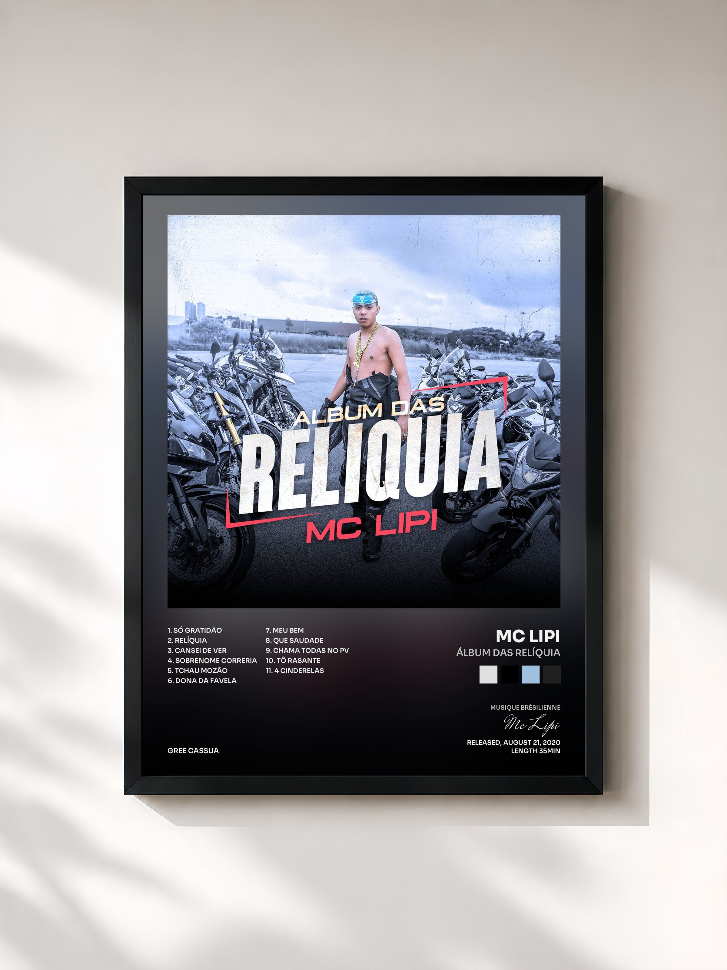 #noir Tableau de l'album Álbum das Relíquia de Mc Lipi, cadre noir, imprimé et encadré en France