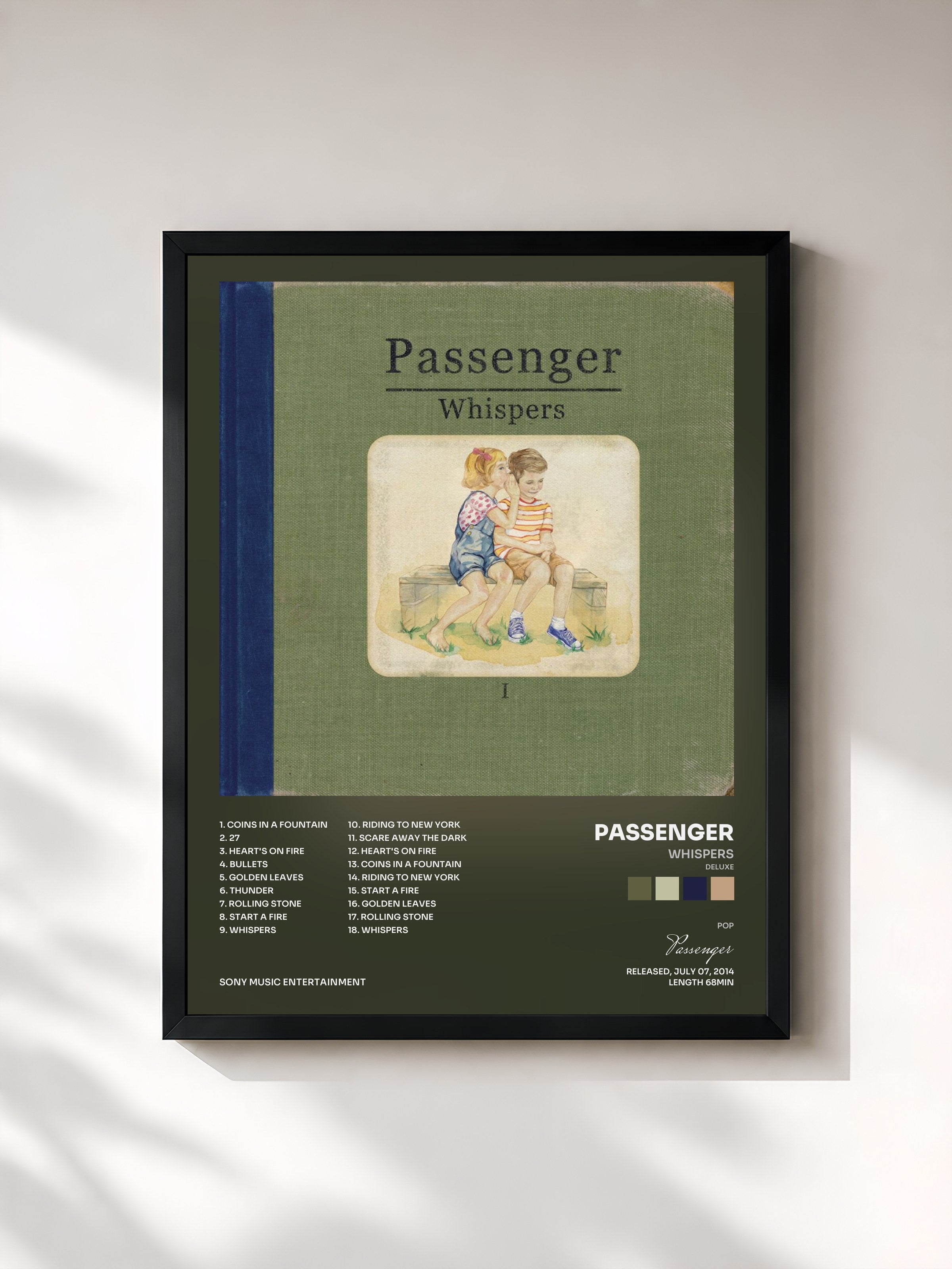 #noir Tableau de l'album Whispers (Deluxe) de Passenger, cadre noir, imprimé et encadré en France