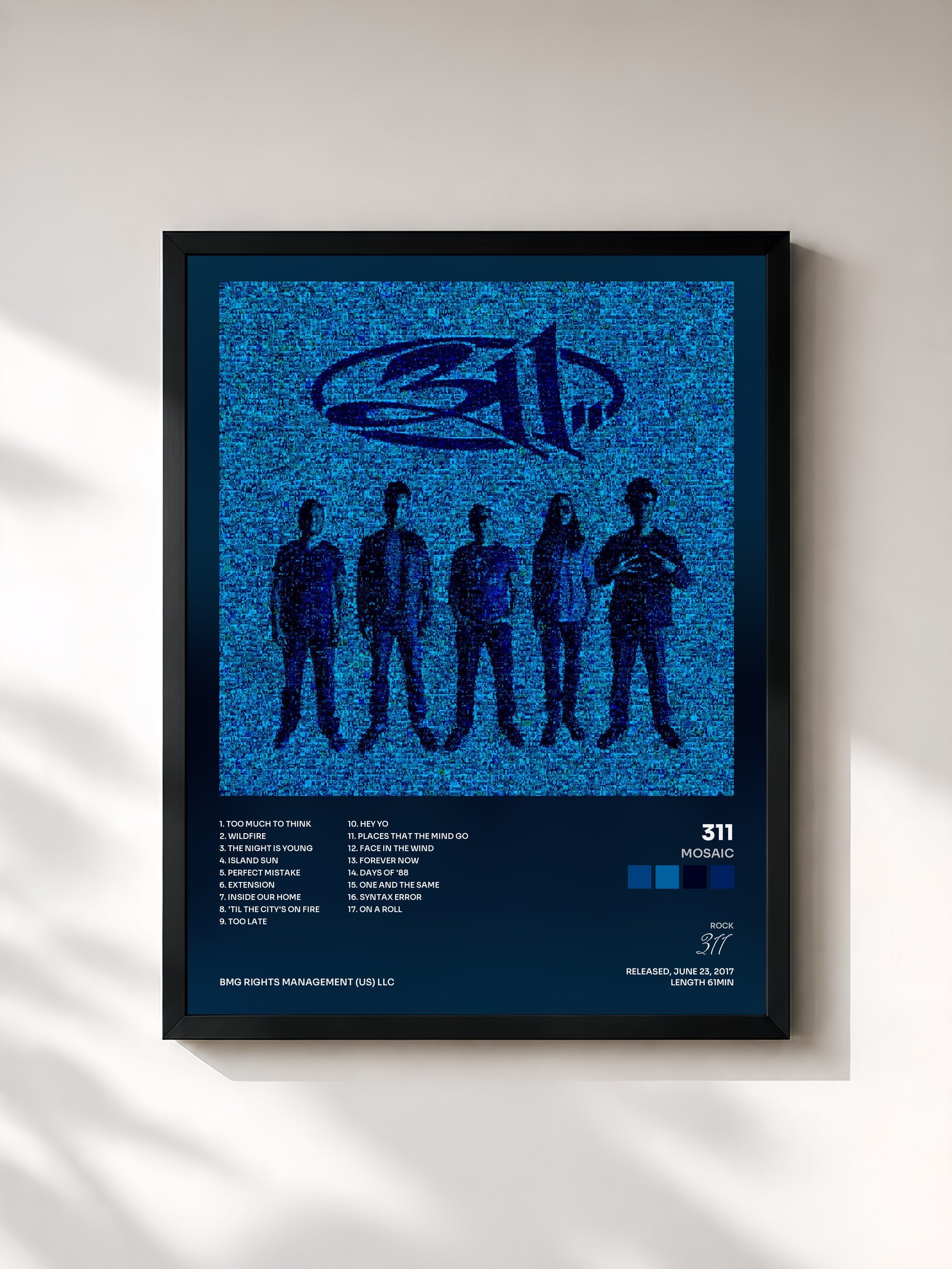 #noir Tableau de l'album Mosaic de 311, cadre noir, imprimé et encadré en France