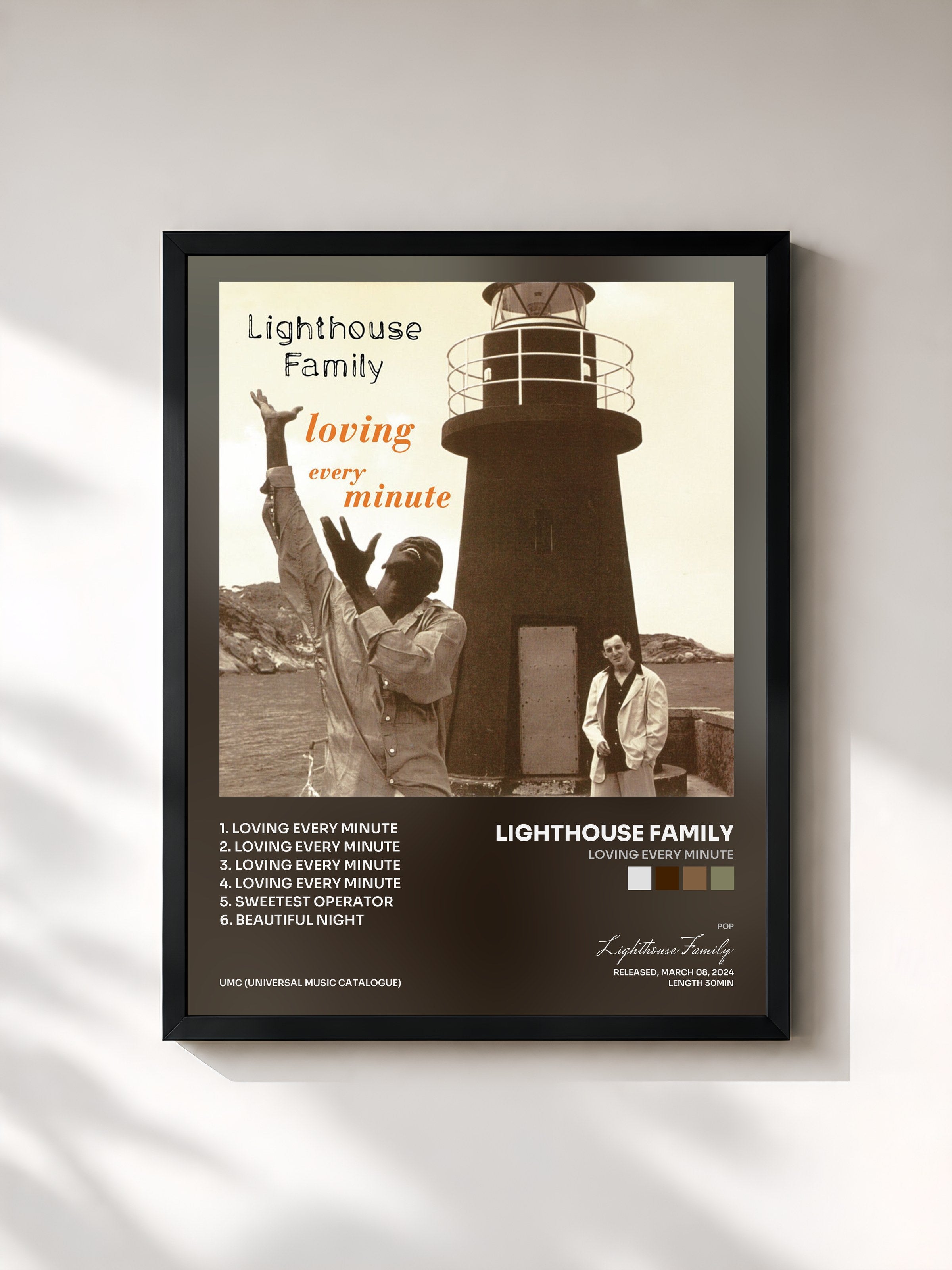 #noir Tableau de l'album Loving Every Minute de Lighthouse Family, cadre noir, imprimé et encadré en France