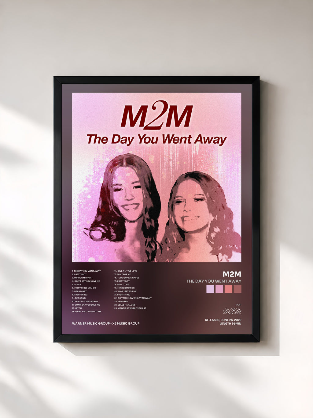 #noir Tableau de l'album The Day You Went Away de M2M, cadre noir, imprimé et encadré en France