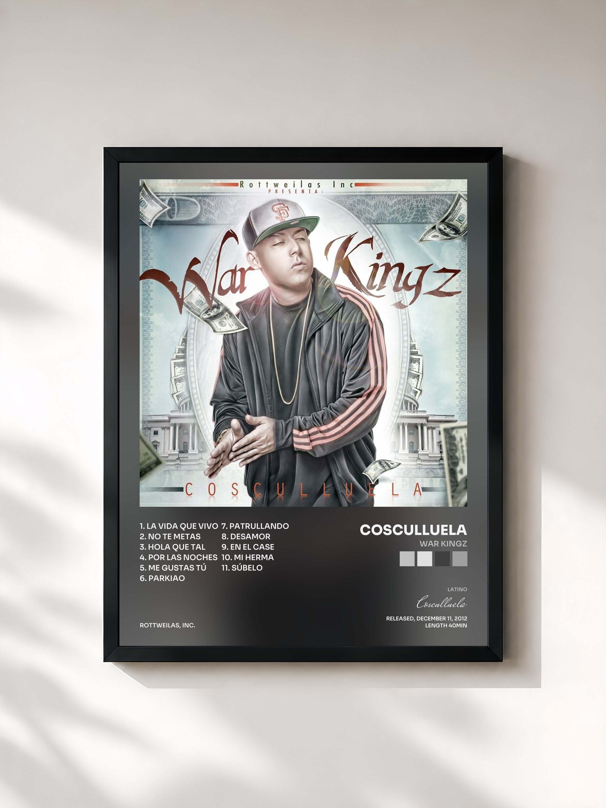#noir Tableau de l'album War Kingz de Cosculluela, cadre noir, imprimé et encadré en France