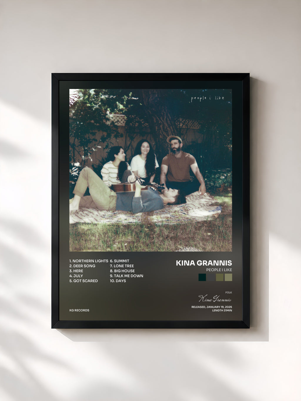 #noir Tableau de l'album people i like de Kina Grannis, cadre noir, imprimé et encadré en France