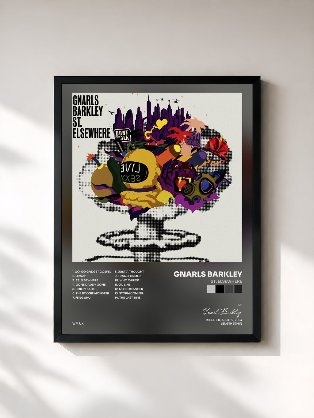 #noir Tableau de l'album St. Elsewhere de Gnarls Barkley, cadre noir, imprimé et encadré en France