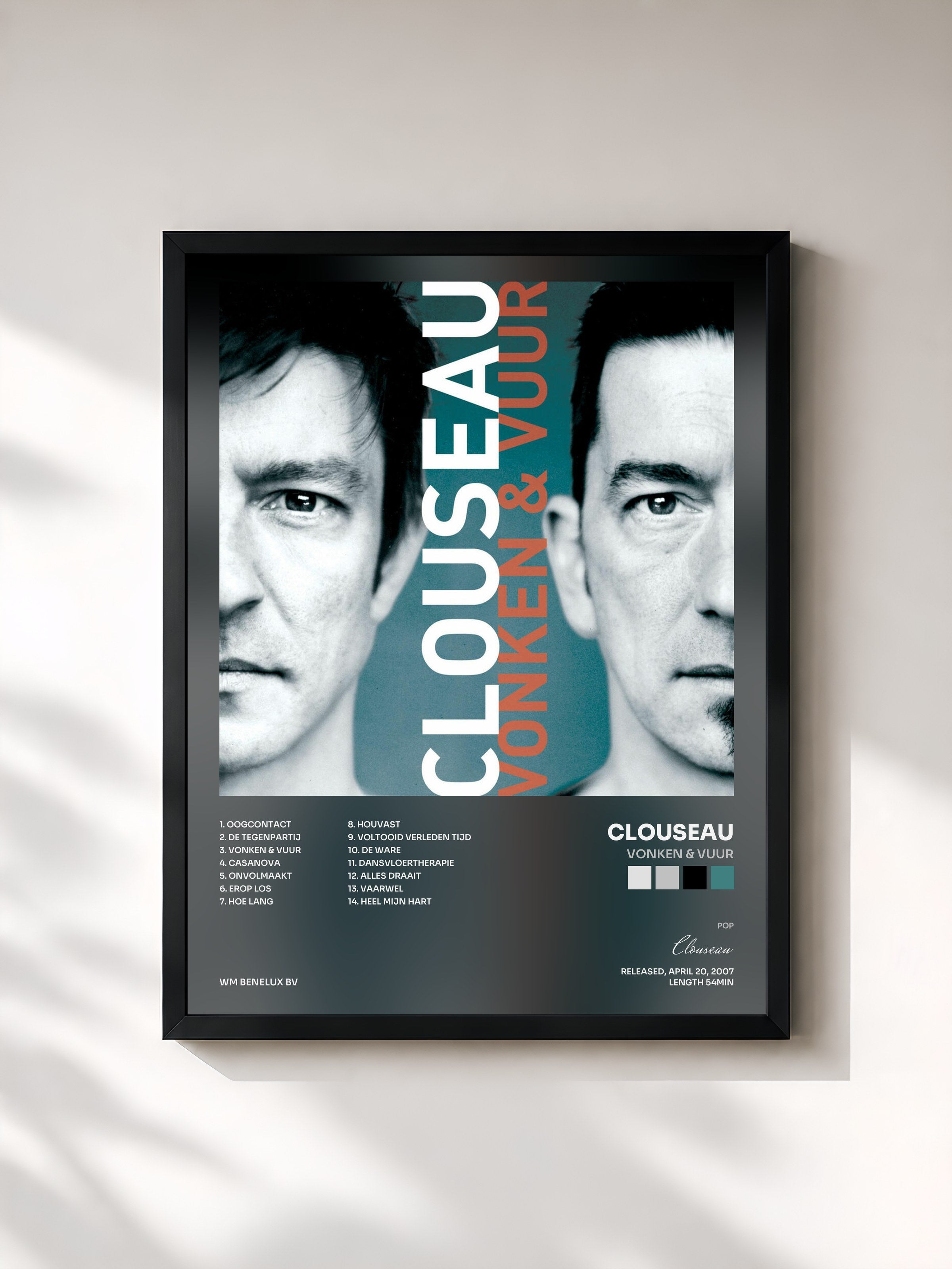 #noir Tableau de l'album Vonken & Vuur de Clouseau, cadre noir, imprimé et encadré en France