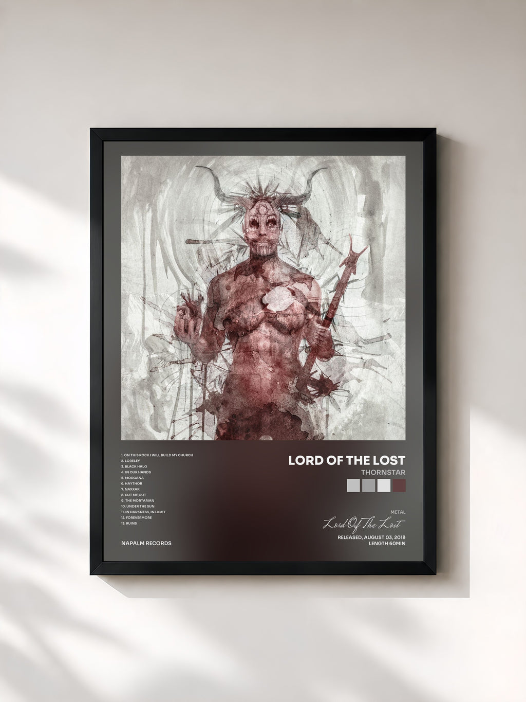 #noir Tableau de l'album Thornstar de Lord Of The Lost, cadre noir, imprimé et encadré en France