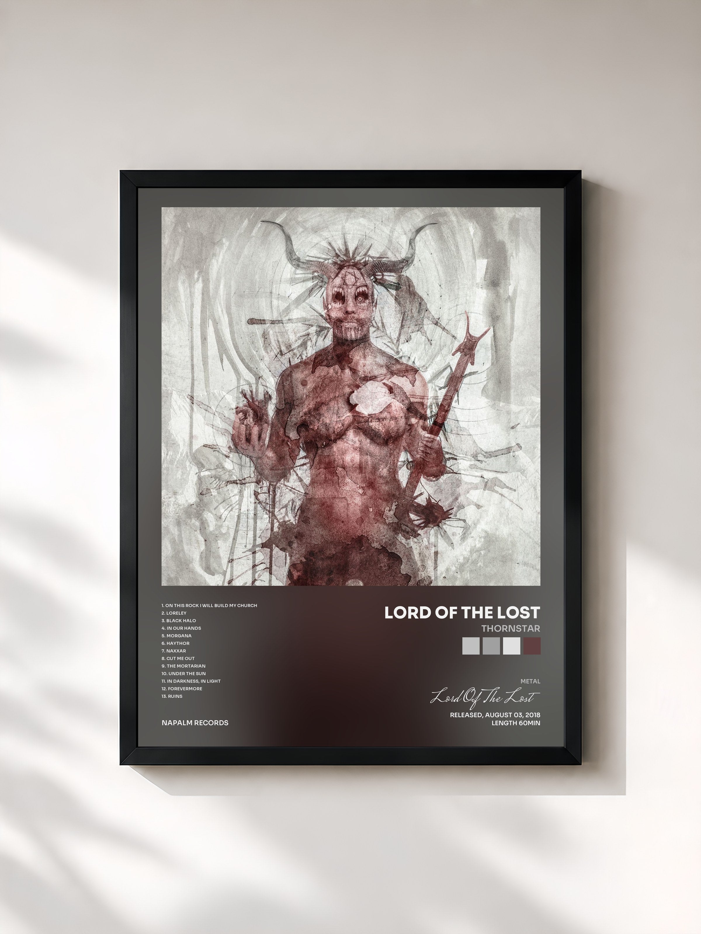 #noir Tableau de l'album Thornstar de Lord Of The Lost, cadre noir, imprimé et encadré en France