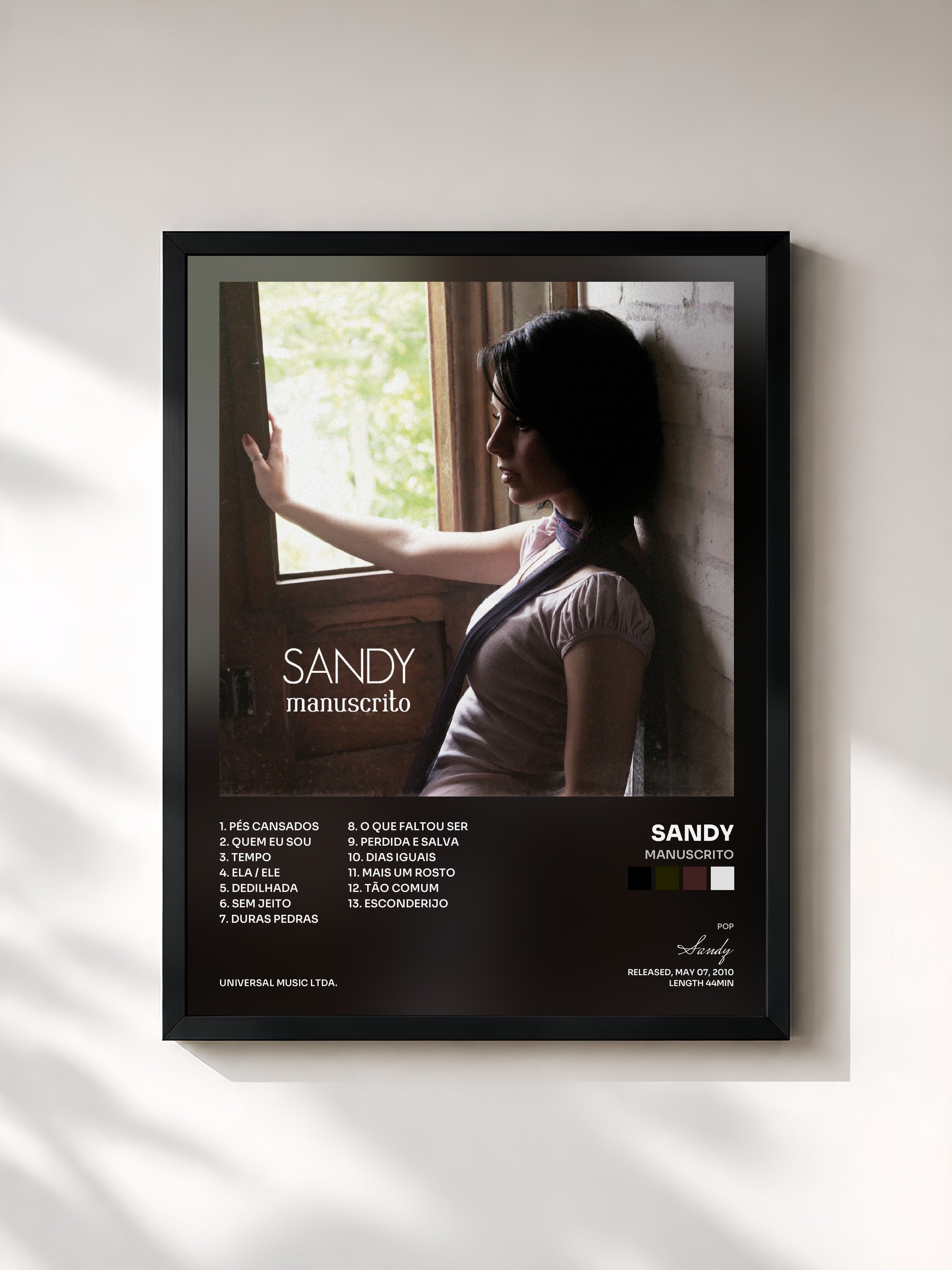 #noir Tableau de l'album Manuscrito de Sandy, cadre noir, imprimé et encadré en France