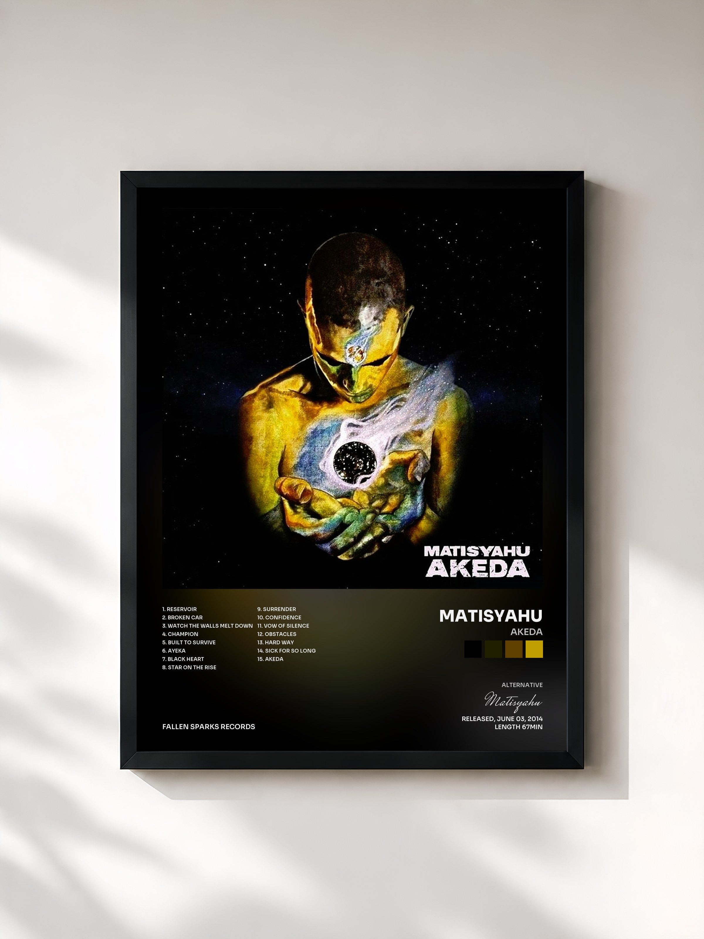 #noir Tableau de l'album Akeda de Matisyahu, cadre noir, imprimé et encadré en France