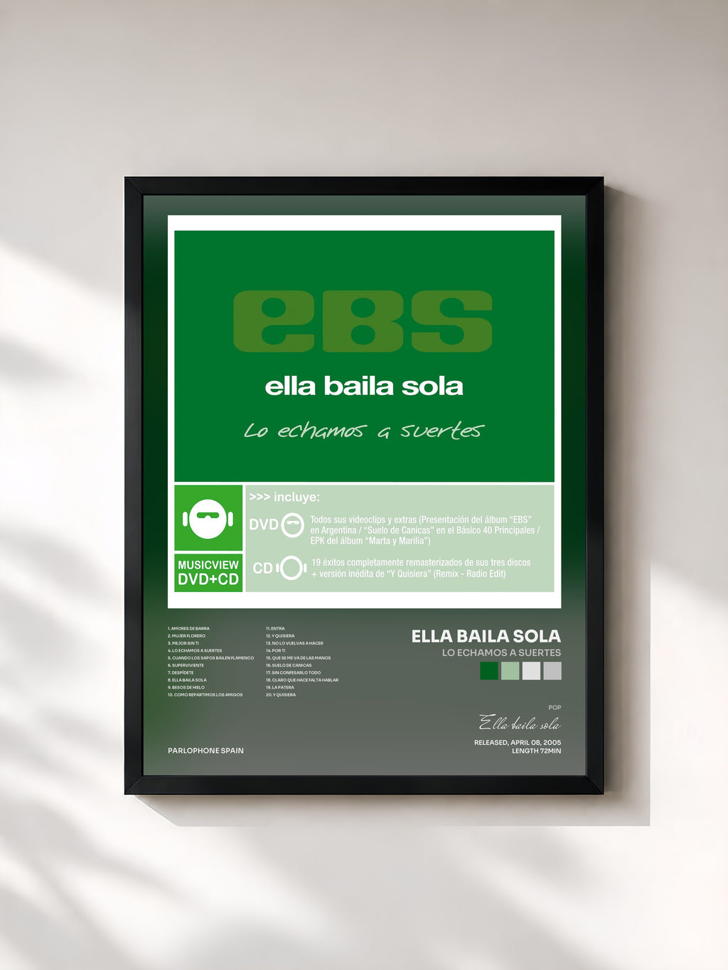 #noir Tableau de l'album Lo Echamos A Suertes de Ella baila sola, cadre noir, imprimé et encadré en France