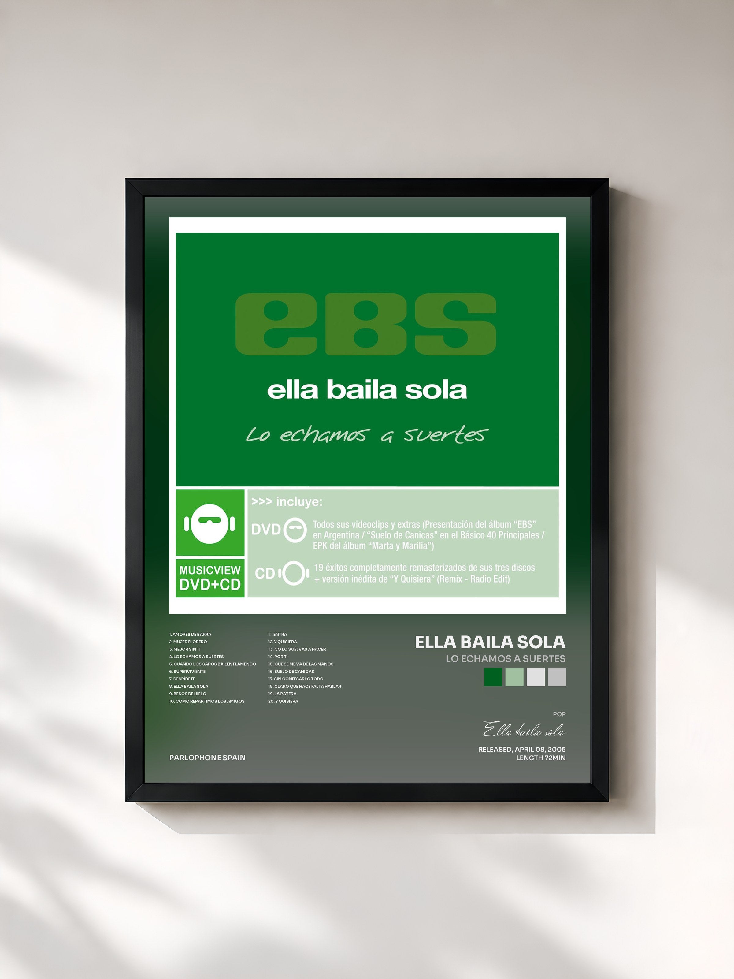 #noir Tableau de l'album Lo Echamos A Suertes de Ella baila sola, cadre noir, imprimé et encadré en France