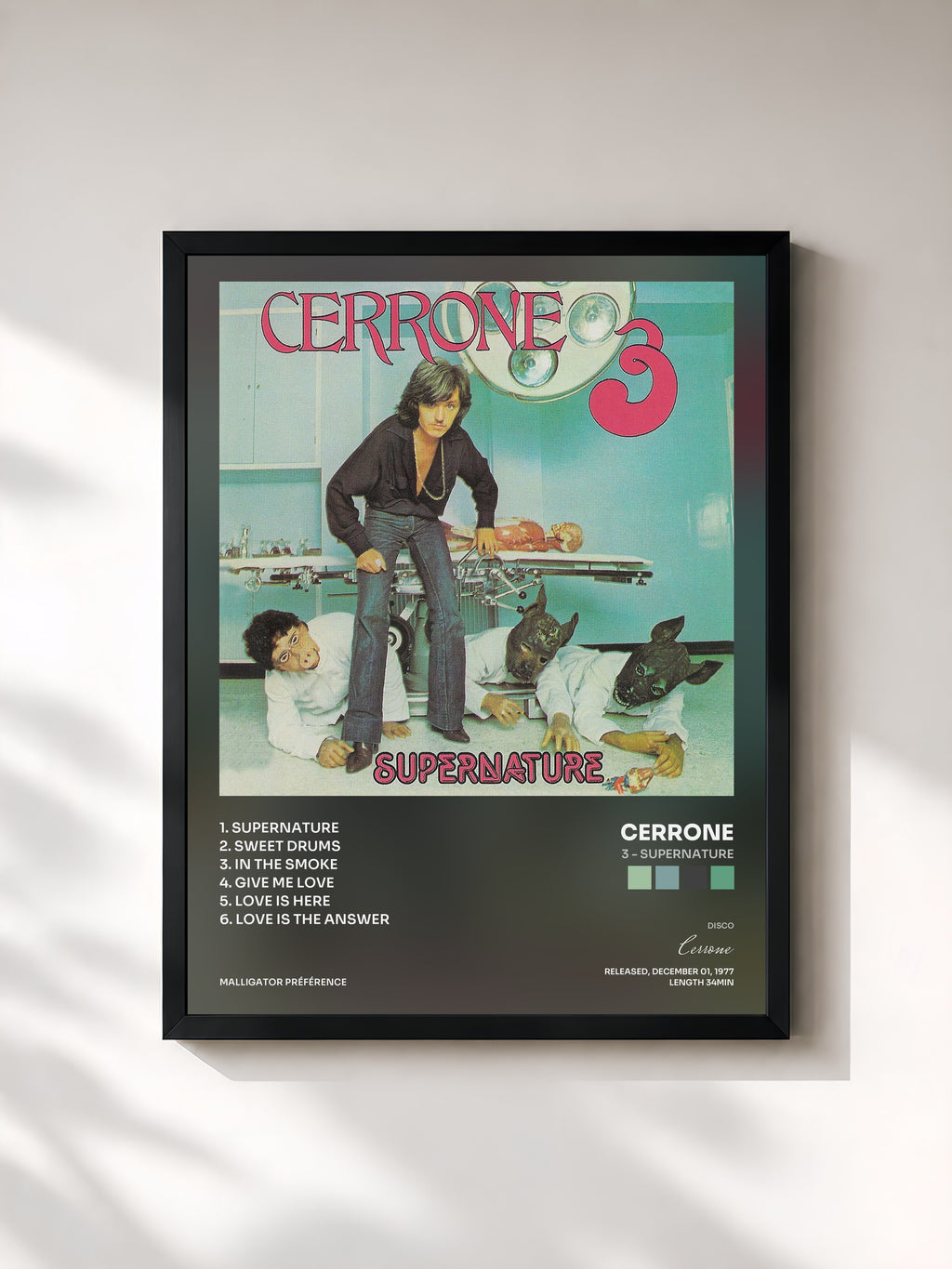 #noir Tableau de l'album 3 - Supernature de Cerrone, cadre noir, imprimé et encadré en France