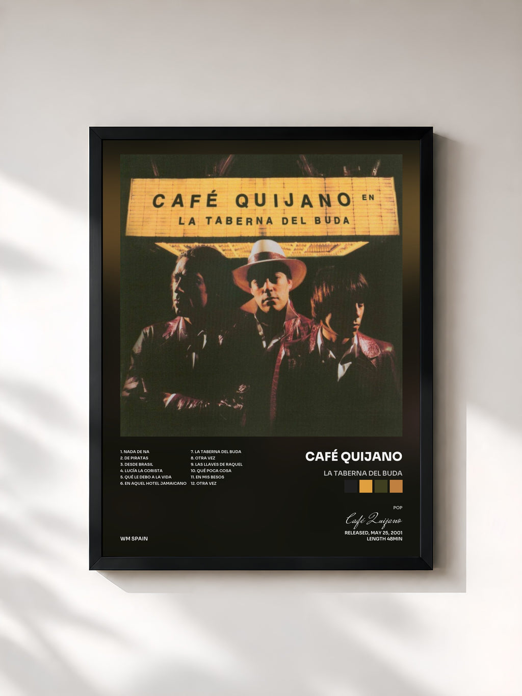 #noir Tableau de l'album La taberna del Buda de Café Quijano, cadre noir, imprimé et encadré en France