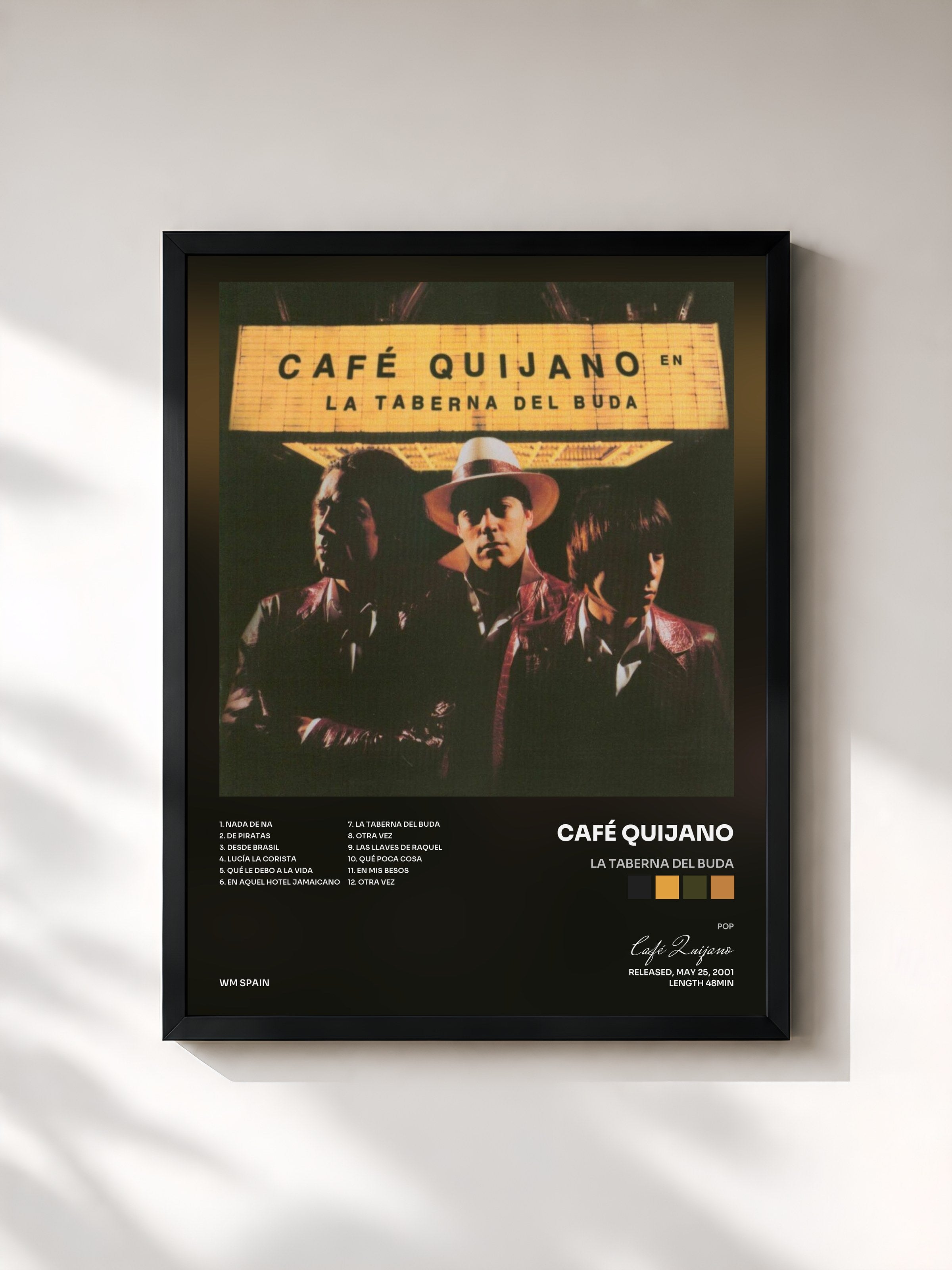 #noir Tableau de l'album La taberna del Buda de Café Quijano, cadre noir, imprimé et encadré en France