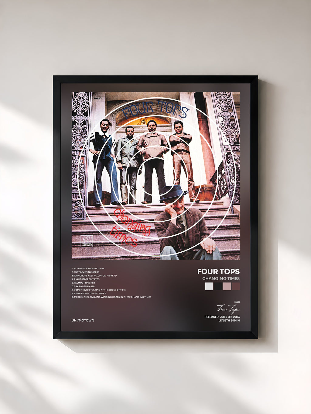 #noir Tableau de l'album Changing Times de Four Tops, cadre noir, imprimé et encadré en France